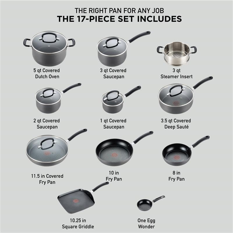 T-FAL Ultimate Hard Anodized Nonstick Cookware Set 17PC