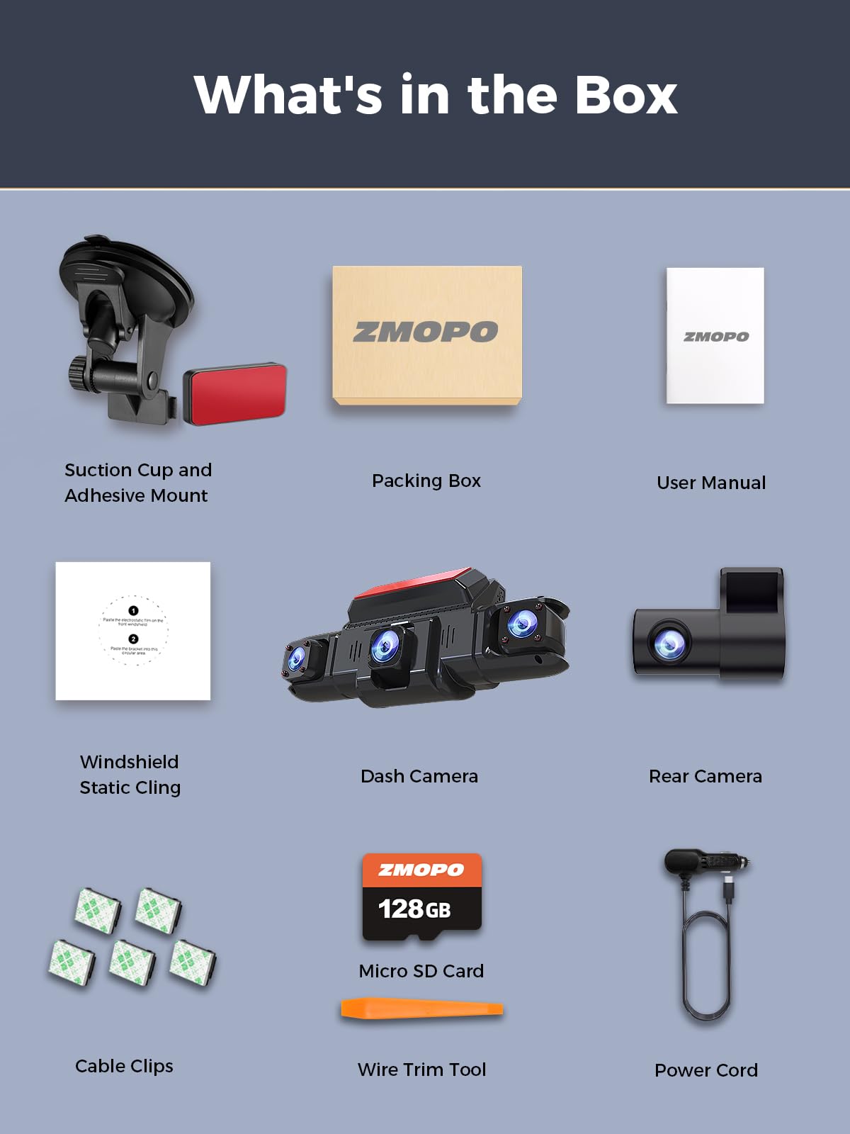 ZMOPO 360 View Dash Cam with GPS, WiFi & Night Vision