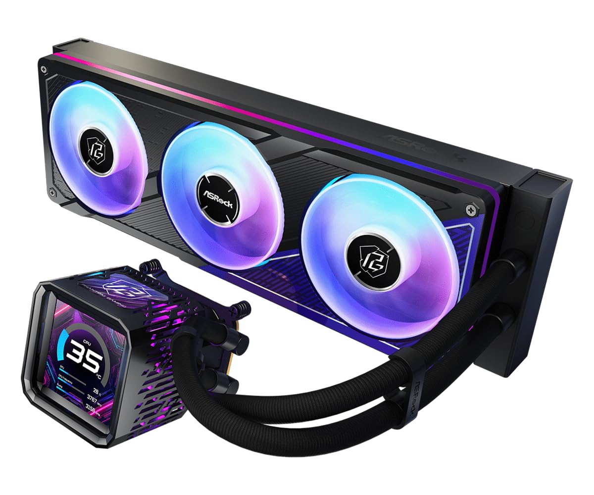 ASRock Phantom Gaming 360 LCD All-in-One CPU Liquid Cooler, 3.4