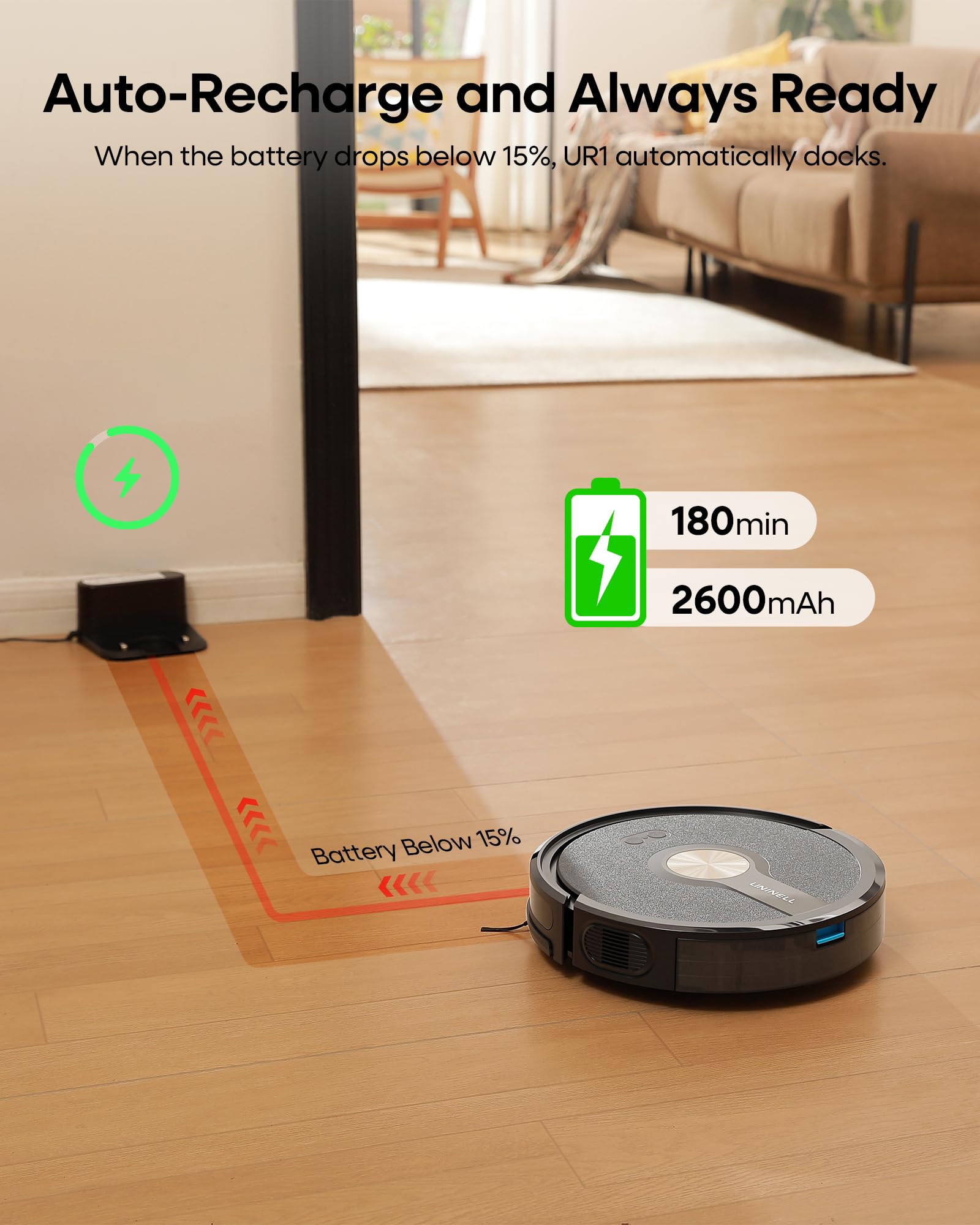 UNINELL Robot Vacuum and Mop Combo with 5000Pa Suction