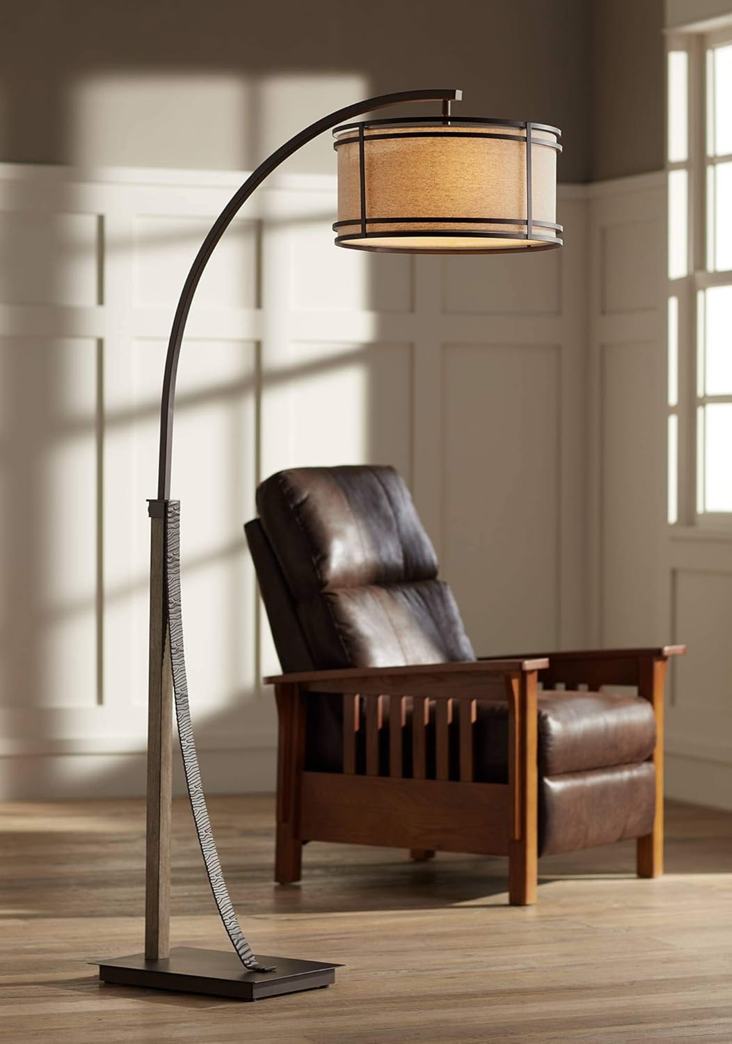 Franklin Iron Works Gentry Industrial Rustic Farmhouse Arc Floor Lamp 71 1/2