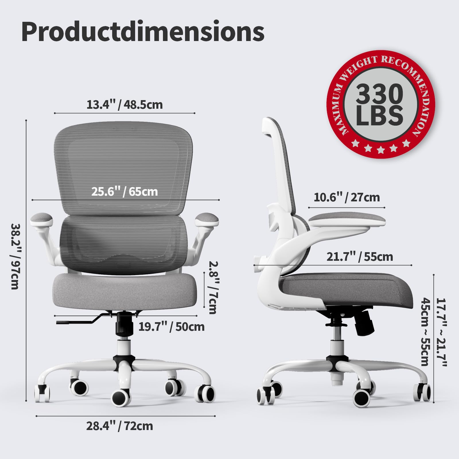 TRALT Ergonomic Office Chair with Adjustable Lumbar Support