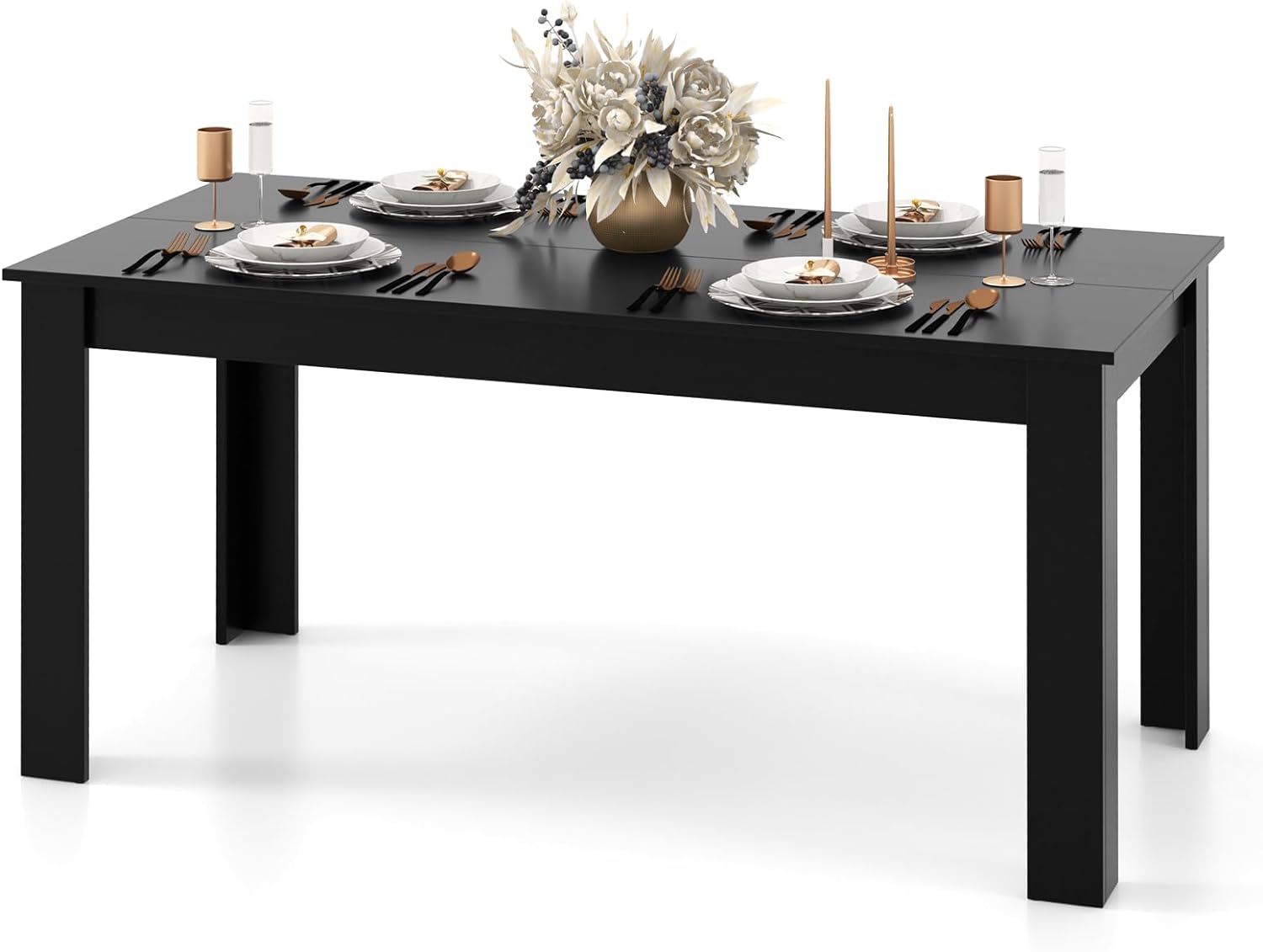 Giantex Dining Table for 6, Rectangular Kitchen Table with 330Lbs Capacity, Stable Structure, 63