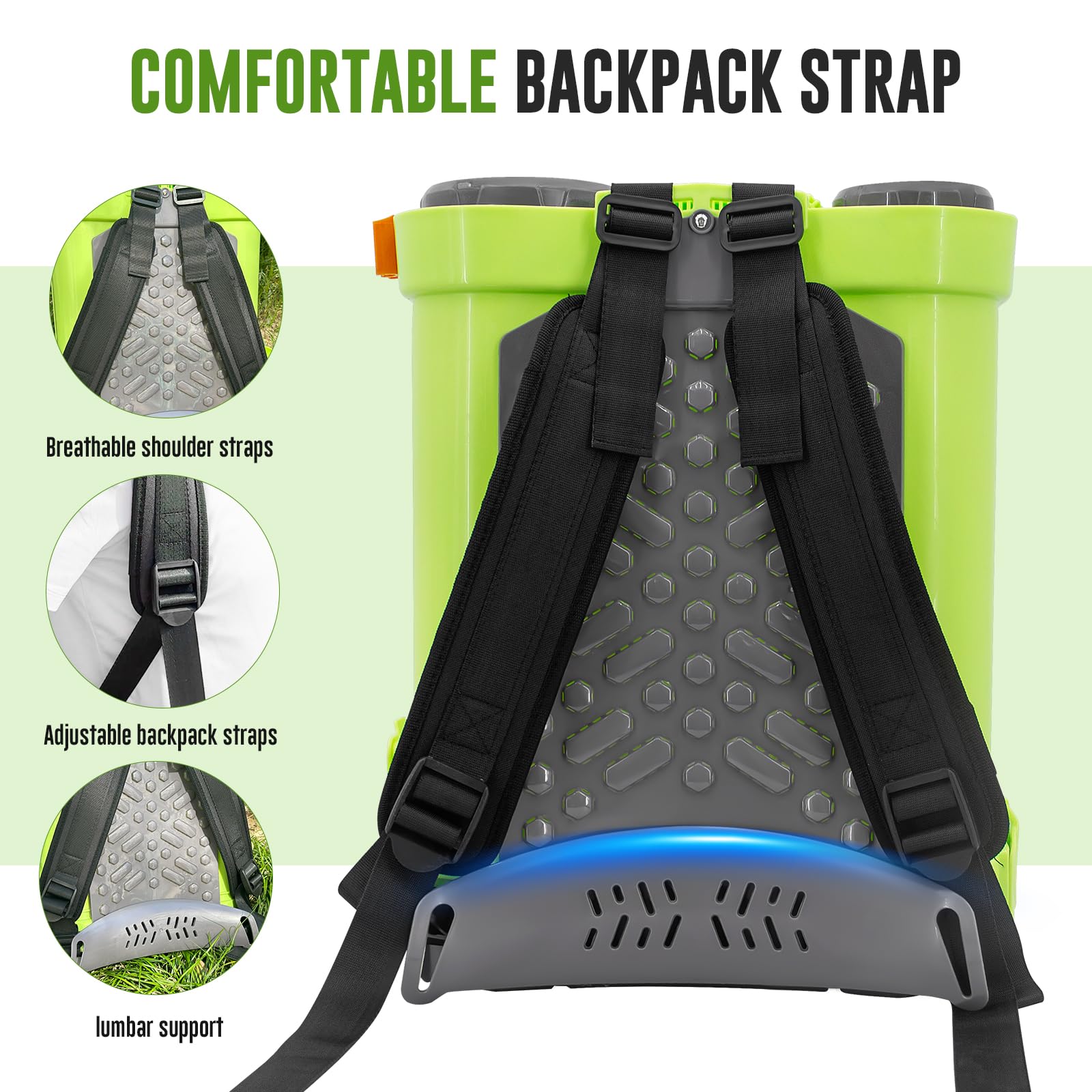VAXMAY Battery Powered 4 Gallon Backpack Sprayer, 100 PSI