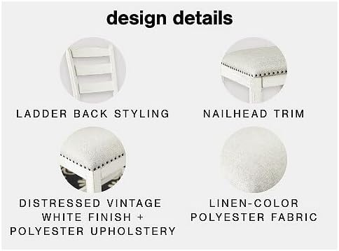 Signature Design by Ashley Valebeck Farmhouse Cushioned Dining Chair, 2 Count, Nailhead Trim, Fabric Upholstery, Solid Wood, 39