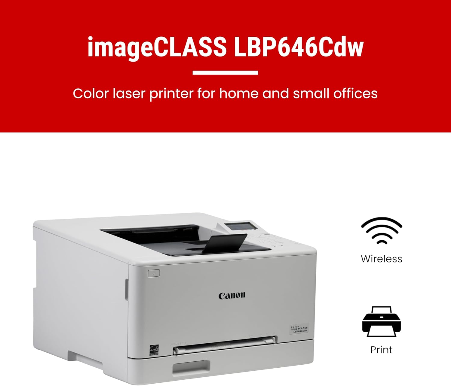 Canon Color imageCLASS LBP646Cdw Wireless Laser Single-Function Printer for Duplex Printing, White - 26 PPM Home Office, Small Office Printer