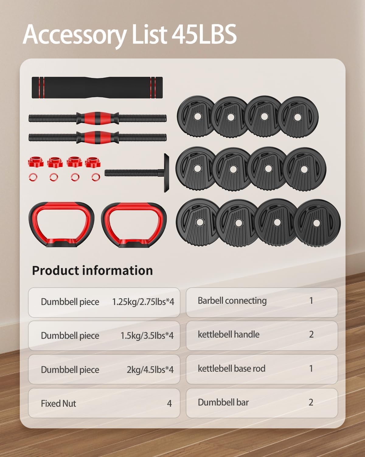 UNNMIIY Adjustable Dumbbells 20-90lbs Free Weight Set