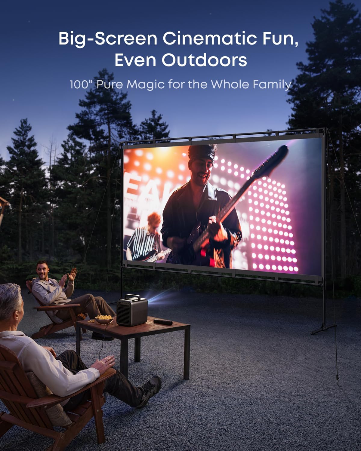 NEBULA 100-Inch Outdoor Projector Screen with Stand, Portable Carry Bag, 16:9 Movie Screen, Quick and Easy Setup, Wrinkle-Free and Washable, Durable Aluminum, for Outdoor, Backyard, Home Theater