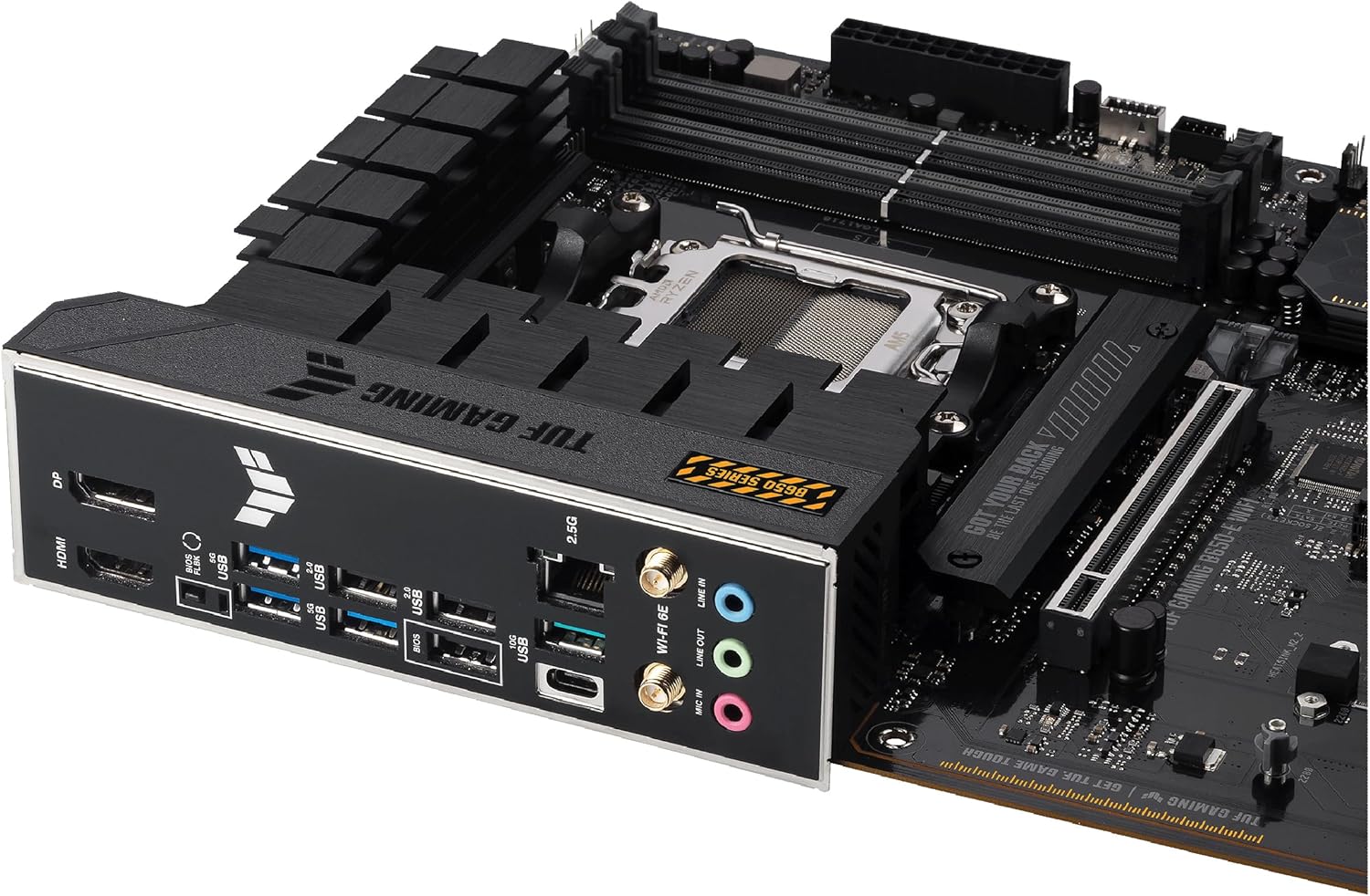 ASUS TUF Gaming B650-E WIFI AMD B650 AM5 DDR5 8000 DP HDMI 3x M2 USB3.2 WiFi 6E + BT AURA RGB 2.5Gbit LAN ATX Motherboard with ASUS TUF Protection, Q-Design, Armoury Crate