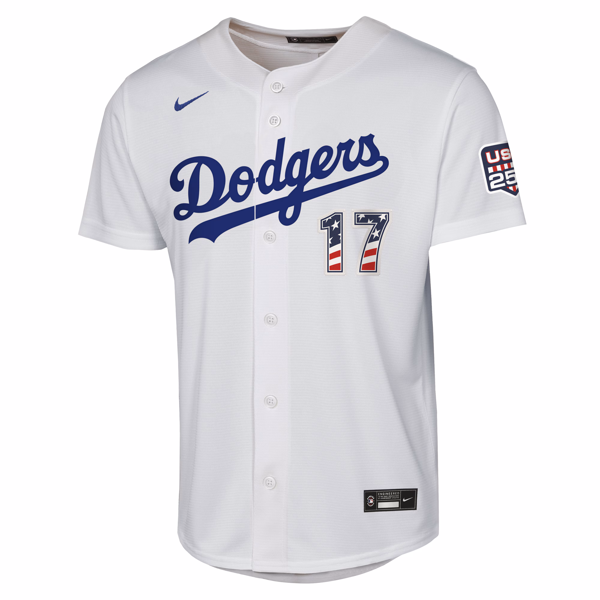 Shohei Ohtani Los Angeles Dodgers Nike Youth USA 250 Fourth of July Home Replica Jersey - White