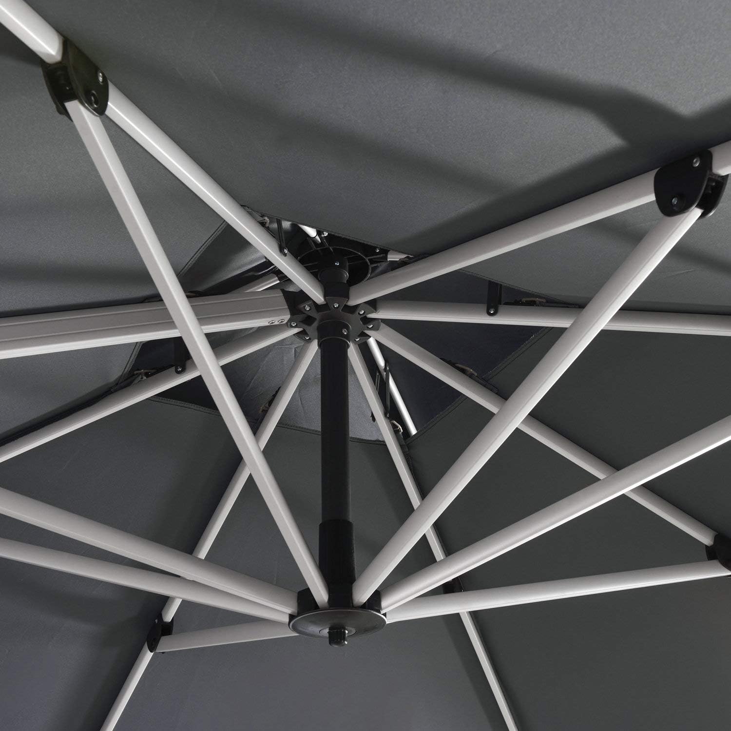 PURPLE LEAF 10ft Patio Umbrella Outdoor Square Umbrella Large Cantilever Umbrella Windproof Offset Heavy Duty Sun for Garden Deck Pool Patio, Grey
