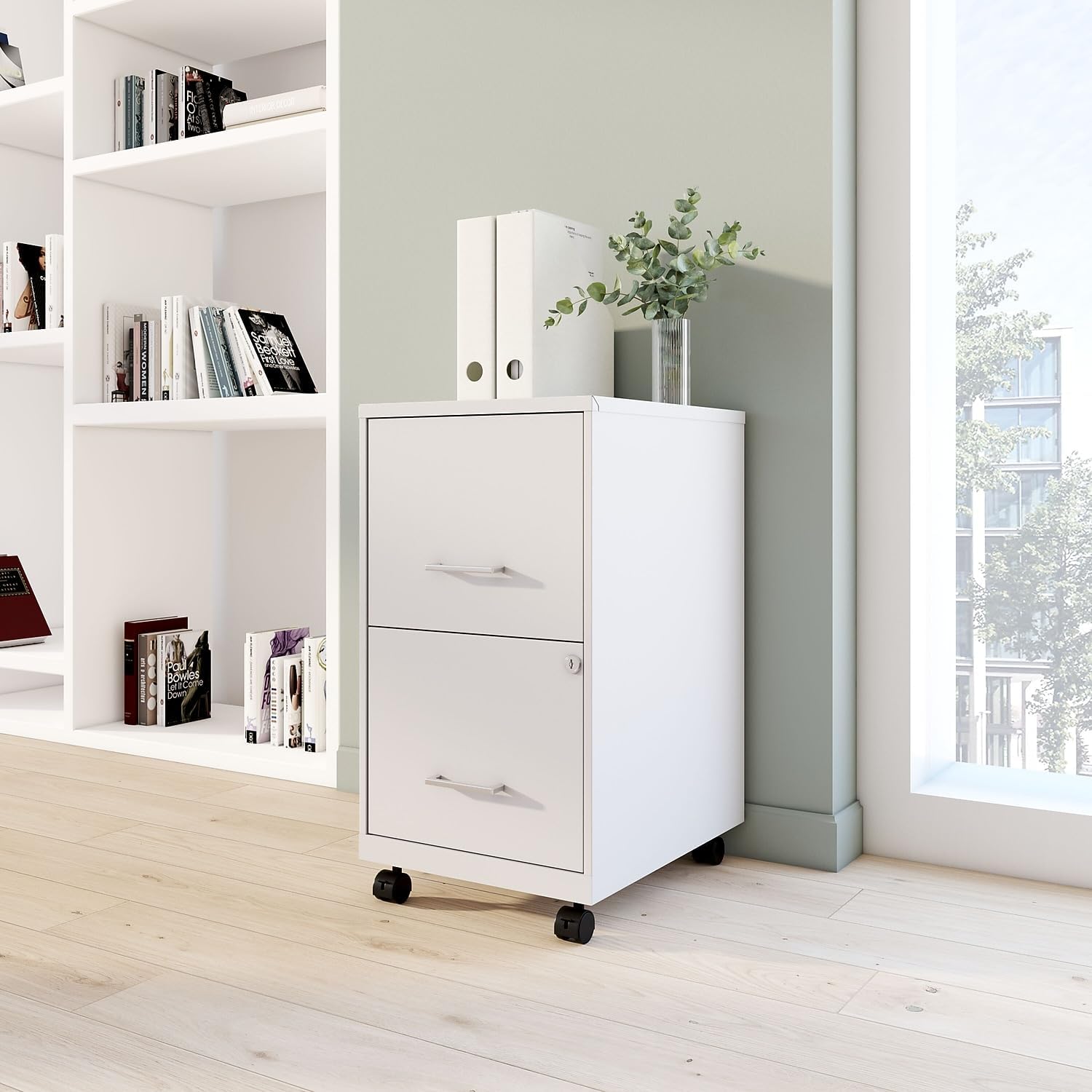 Staples 2-Drawer Vertical File Cabinet, Letter Size Documents, Lockable & Mobile, 18.9