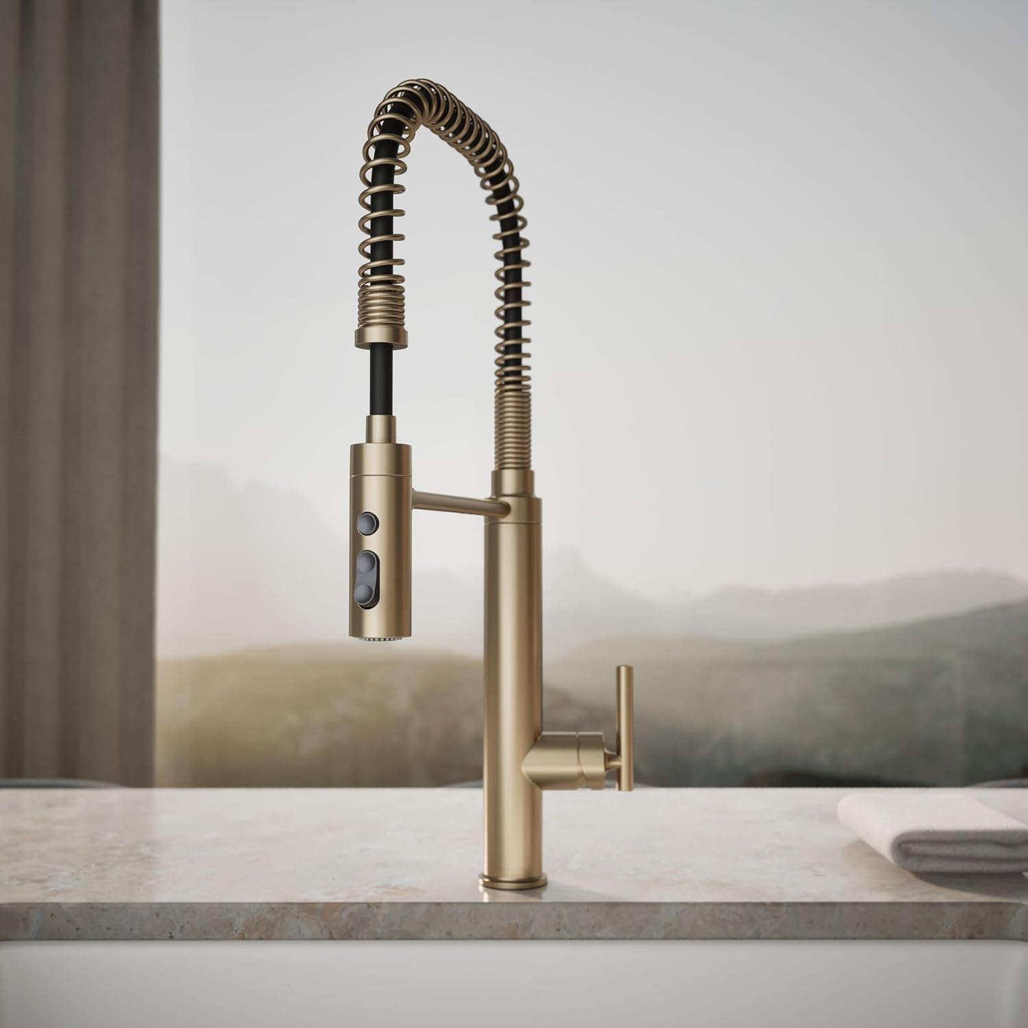 KOHLER ?24982-BV Purist® SEMI-PRO Kitchen Faucet, Commercial Kitchen Sink Faucet with Pull-Down Sprayhead, Vibrant Brushed Bronze