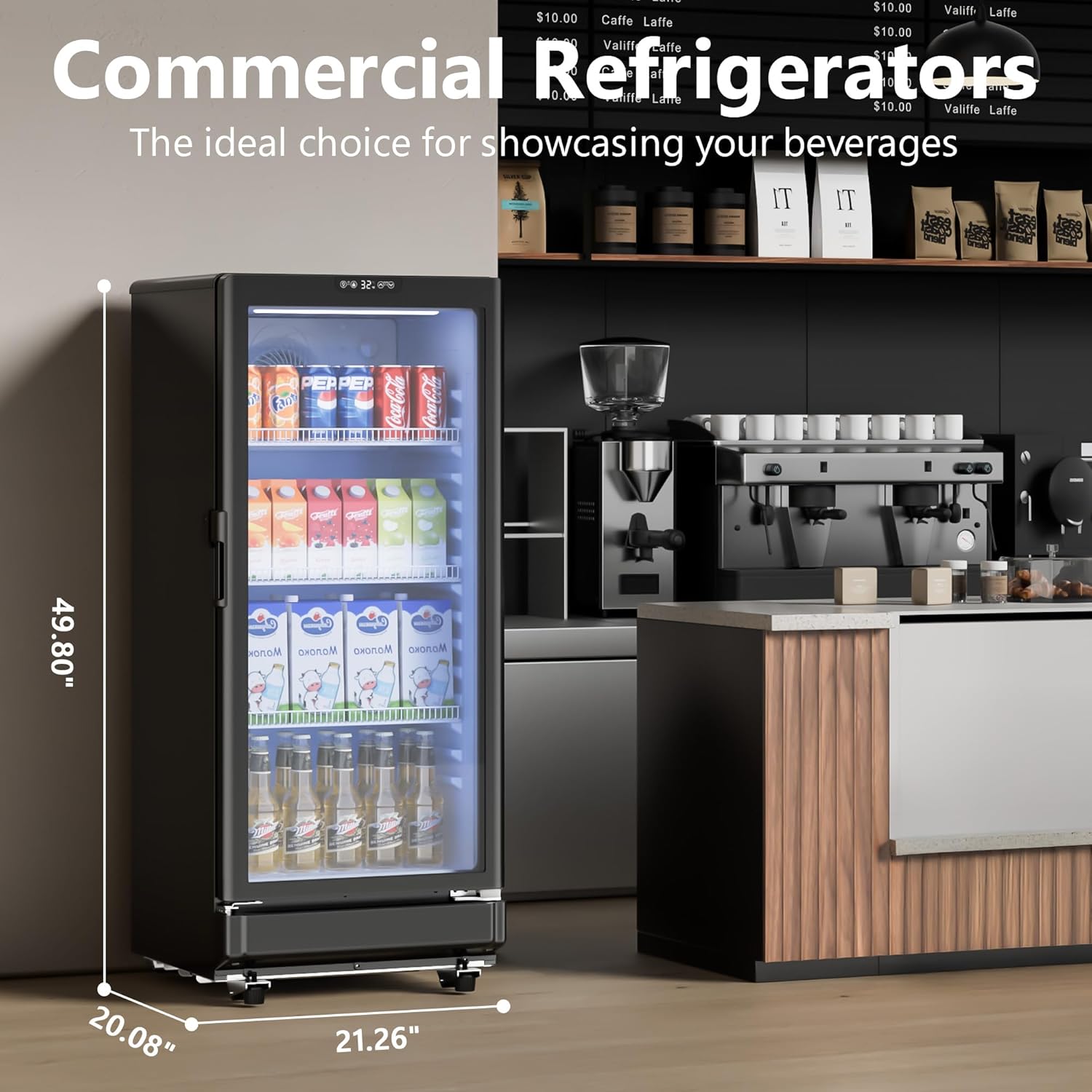 6 Cu.Ft Commercial Refrigerators, Display Fridge with Double-Tempered Glass Door, Beverage Cooler for Bar, Office, Restaurant, Outdoor Beverage Refrigerator with Locking, Key & LED