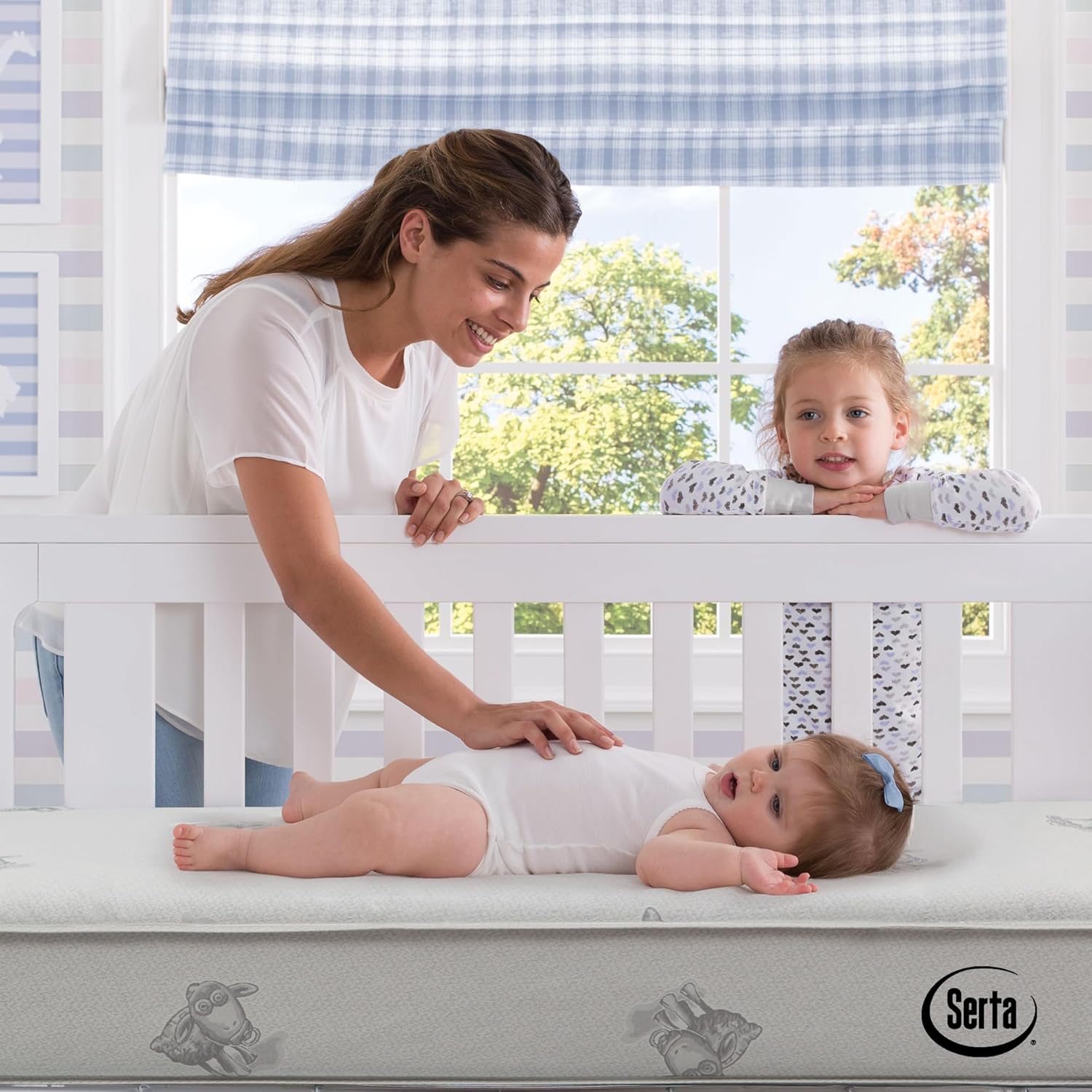 Serta Perfect Sleeper Comfort Deluxe 2- Stage Crib and Toddler Mattress - 220 Inerlocking Coils - GREENGUARD Gold Certified - CertiPUR-US - Made in USA