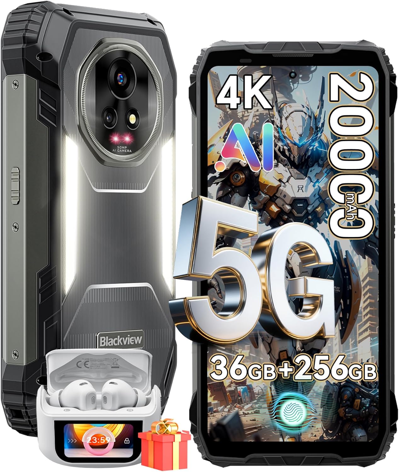 Blackview XPLORE 2 Gemini AI 5G Rugged Phone with Projector, Dimensity 8300 Android 15 6.73