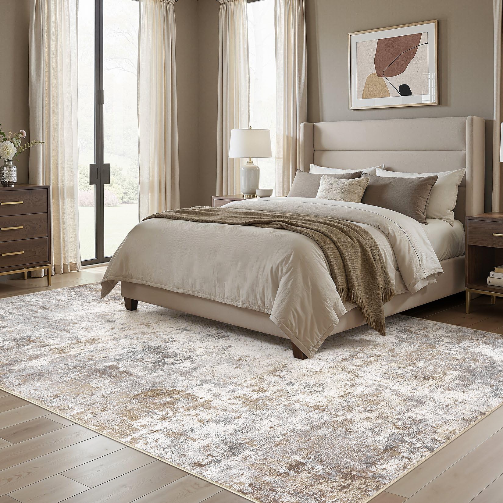 UERMEI 8x10 Washable Area Rug - Modern Abstract Indoor Carpet