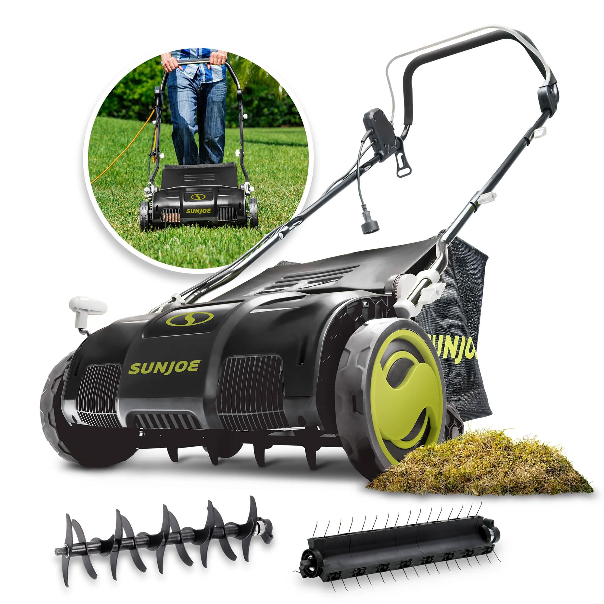 SUN JOE 15-Inch Electric Lawn Dethatcher with Scarifier Blade