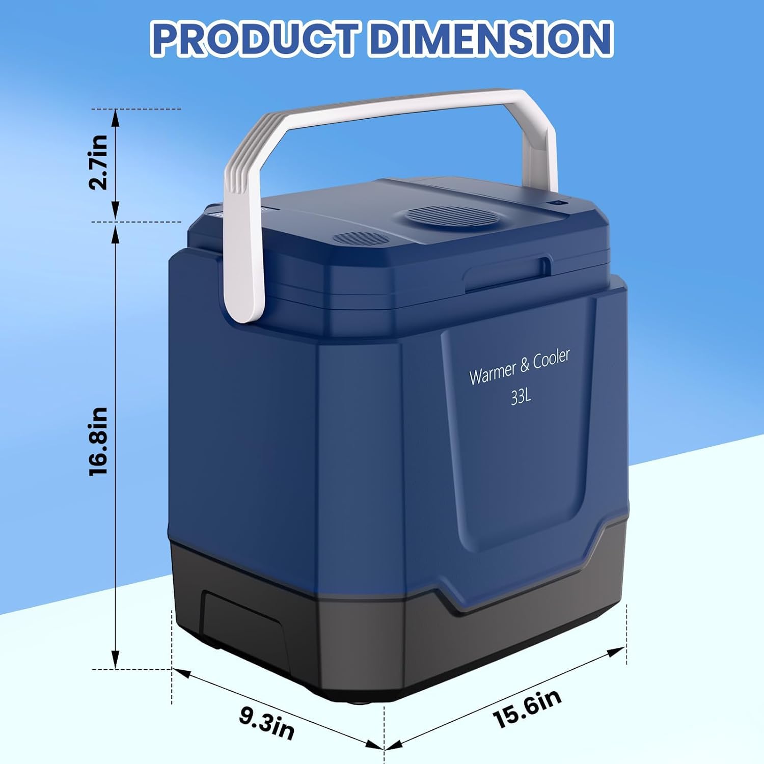 TrailBlaze Portable Electric Car Refrigerator & Warmer - 35 Quart (33L) Capacity, Automatic Locking Handle, Dual Power 12V/110V - For Vehicle, Camping, Travel