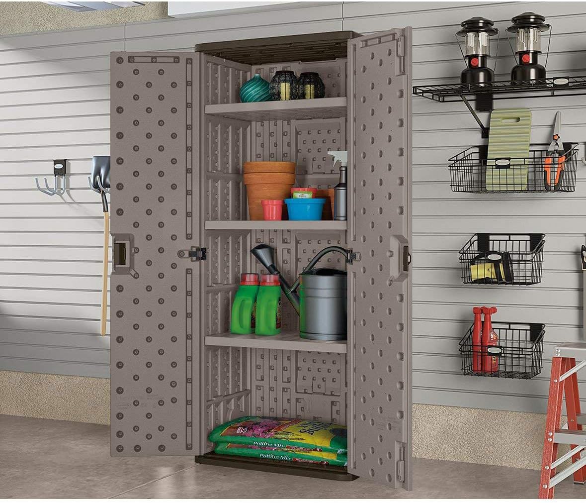 Suncast Tall Storage Cabinet for Garage Organization - 72