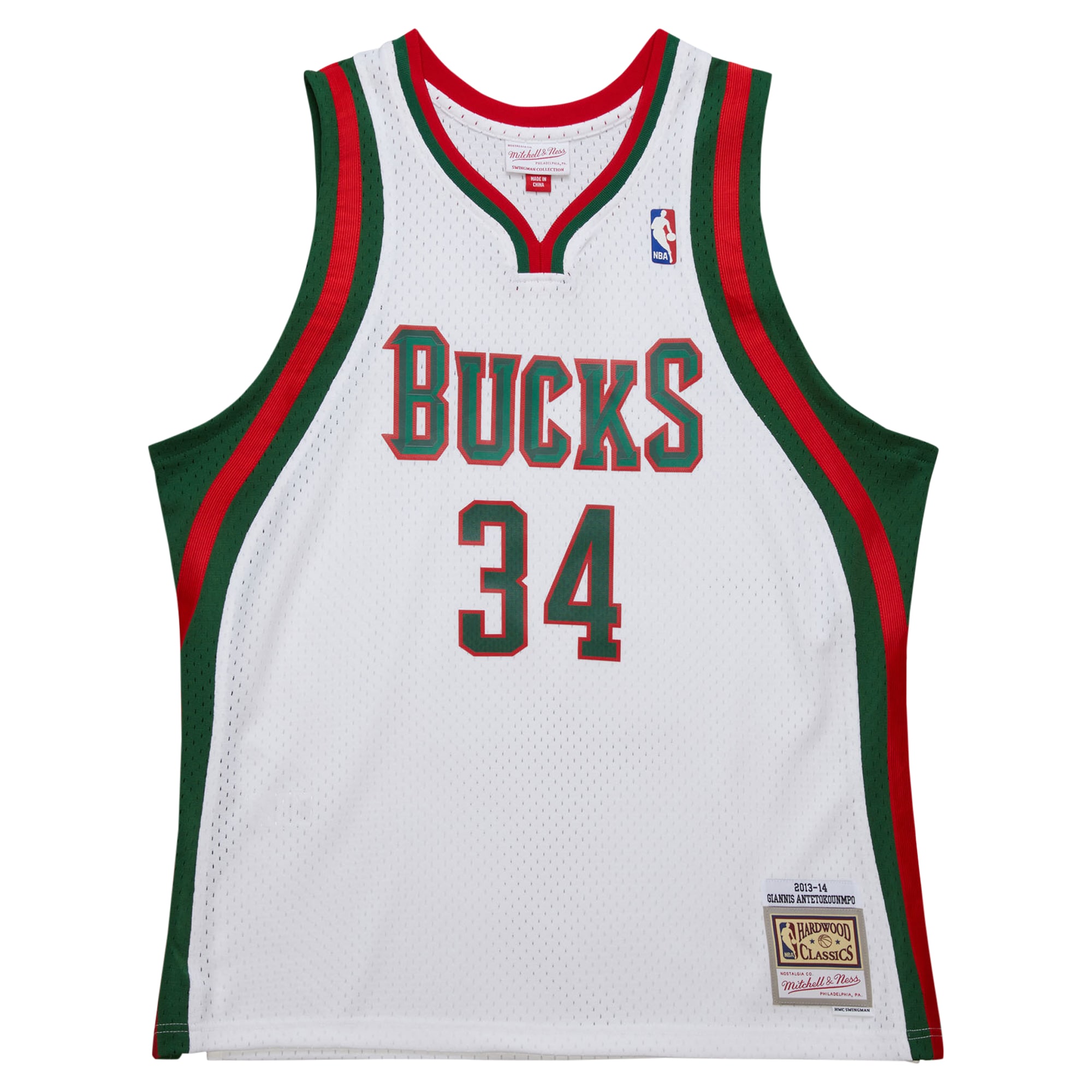 Giannis Antetokounmpo Milwaukee Bucks Mitchell & Ness 2013/14 Hardwood Classics Swingman Jersey - White