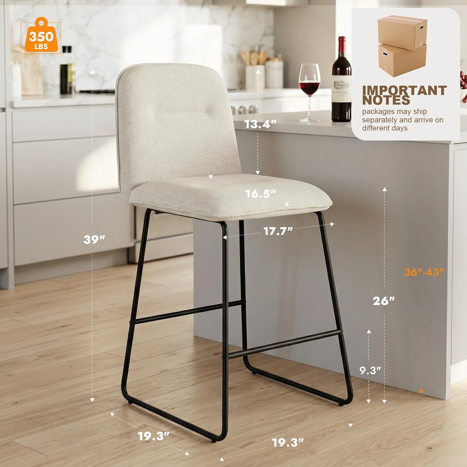 Bar Stools Set of 3, 26