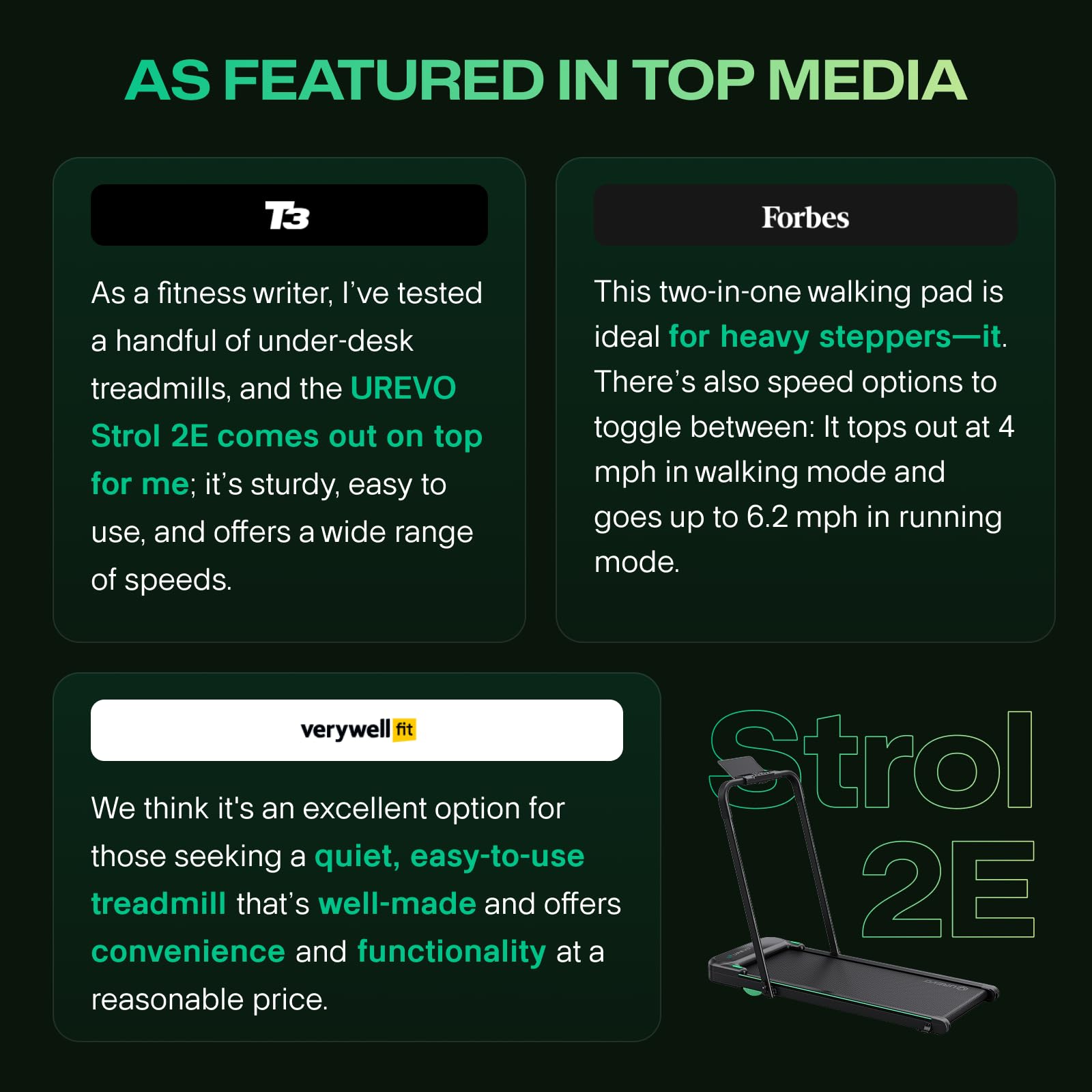 UREVO Strol 2E Smart 2-in-1 Folding Treadmill Compact