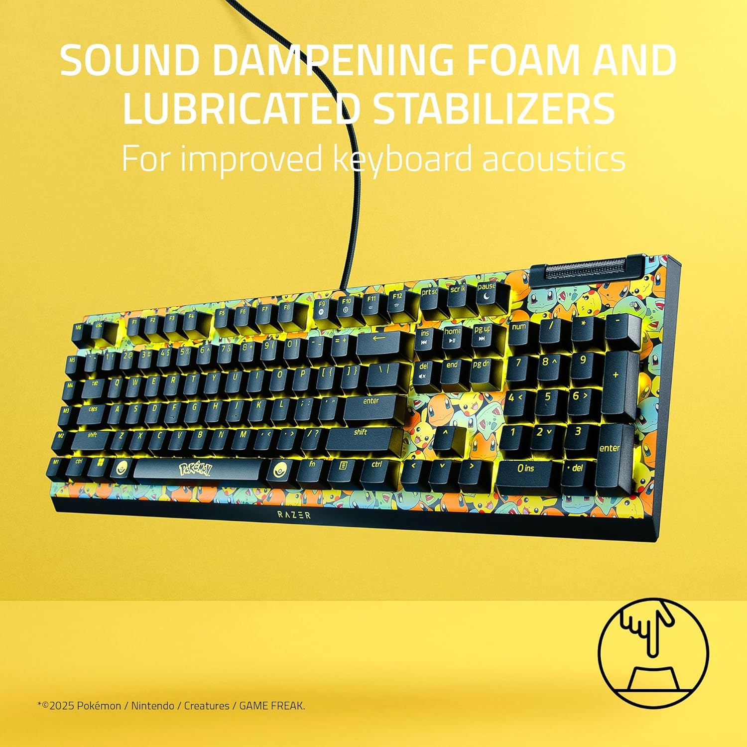 Razer BlackWidow V4 X Mechanical Gaming Keyboard: Green Switches Tactile & Clicky - 6 Macro Keys - Chroma RGB - Doubleshot ABS Keycaps - Sound Dampening & Stabilizers - Pokémon Edition