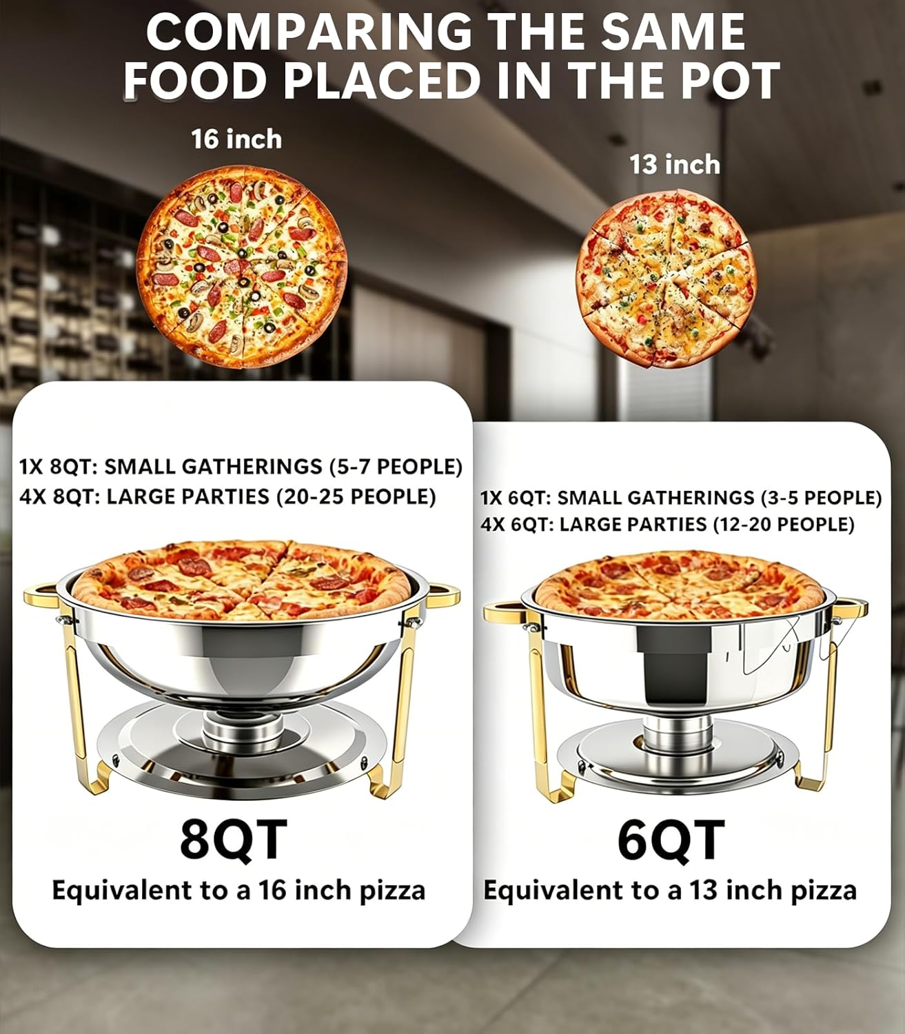 Beviliu 8QT Chafing Dishes for Buffet 4 Pack, Ultra-Large Capacity Warming Trays for Large Gatherings, 8QT Food Warmers for Parties Buffet, Catering Supplies Buffet Display Chafing Dish for Parties