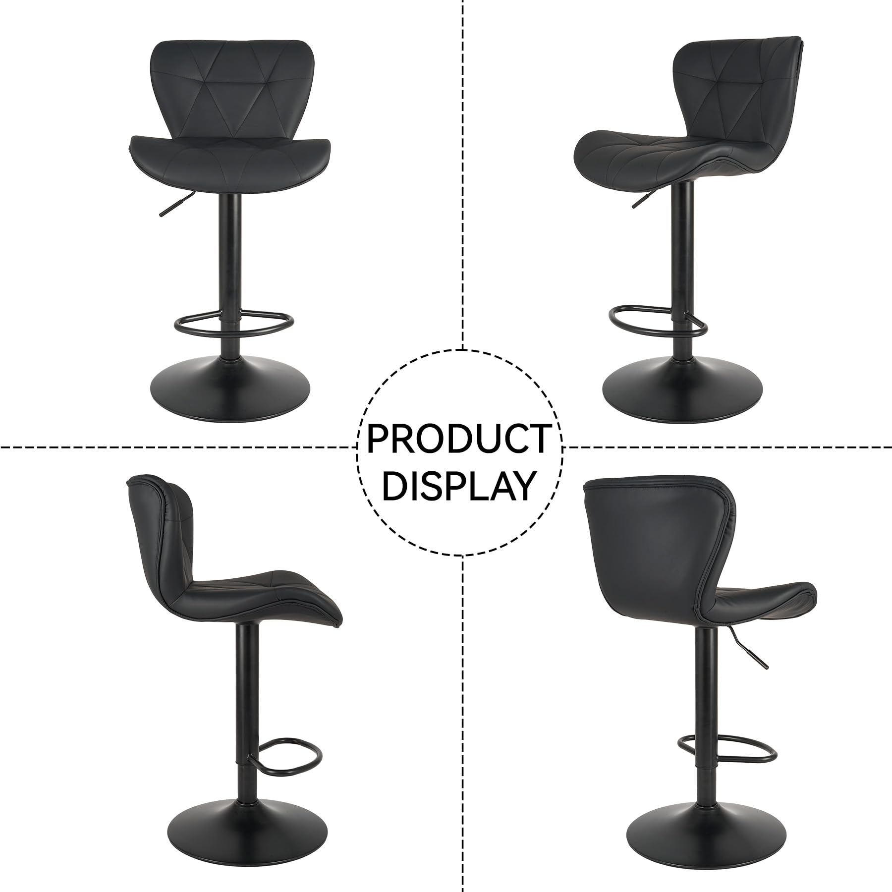 NALUPATIO Modern Bar Stools Set of 2 - Adjustable Faux Leather