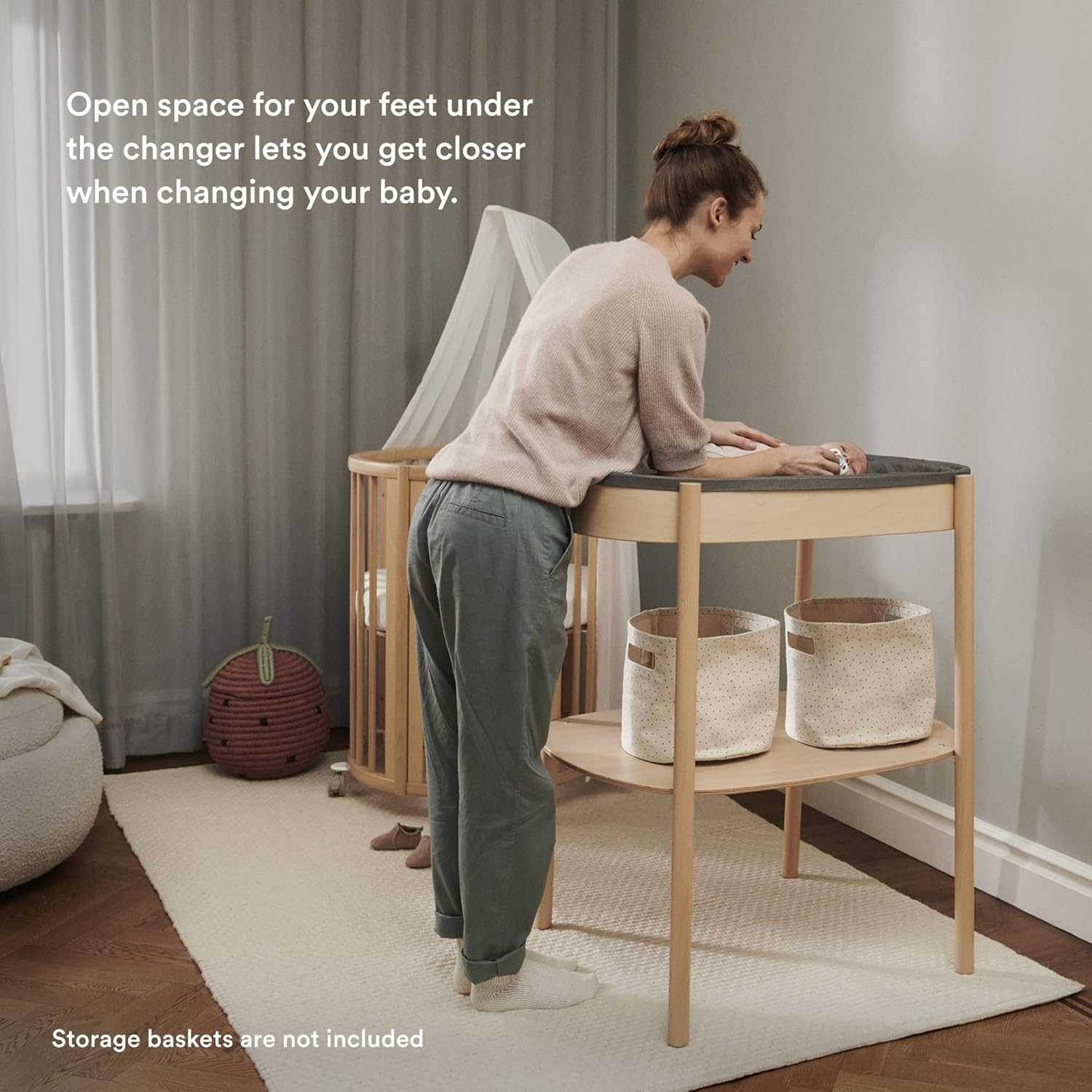 Stokke Sleepi Changing Table, Natural - Allows Sideways & Parent-Facing Positions - Cushioned Pad Included
