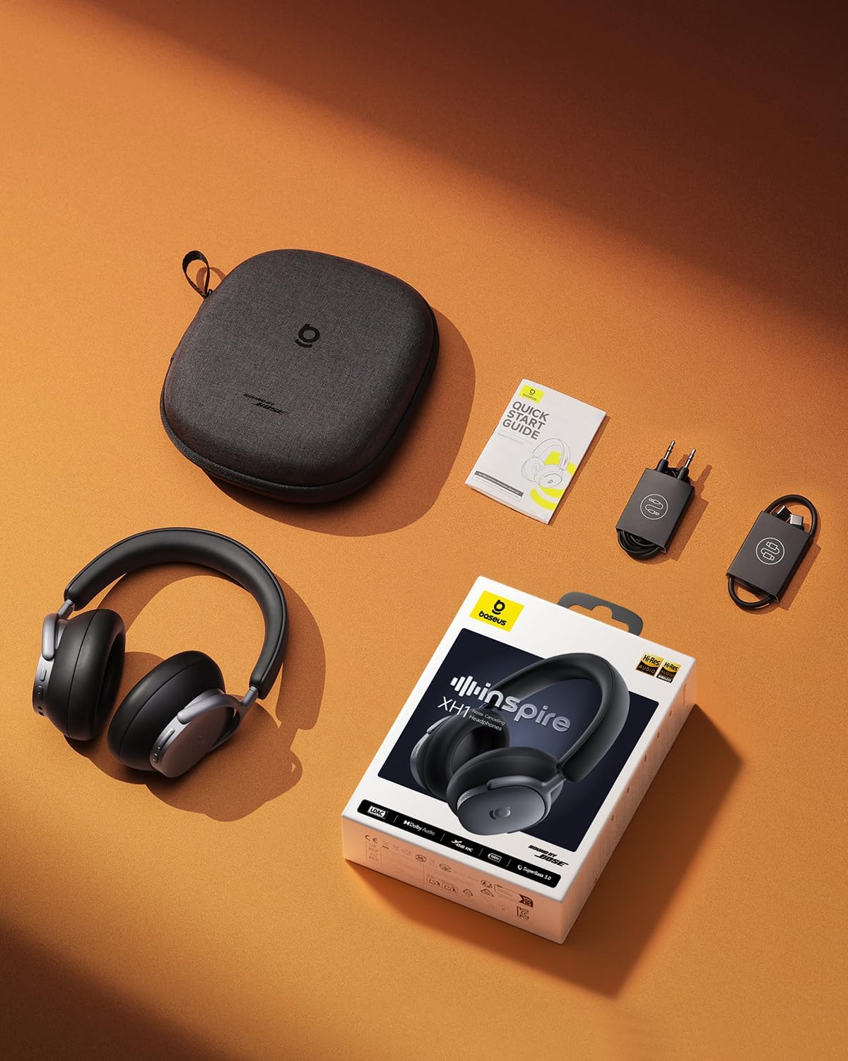 Baseus Inspire XH1 Adaptive Active Noise Cancelling Headphones, Sound by Bose, Dolby Audio, Premium Real-Time Adaptive ANC, Adaptive Tuning Rich Sound, Hi-Res Audio, 100H Playtime - Cosmic Black