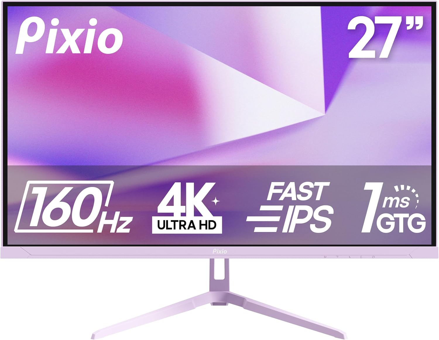 Pixio PX27U Wave Purple 27 inch 160Hz Refresh Rate 4K 3840x2160p Resolution Fast IPS Panel 1ms GTG Response Time Black Tilt Adjustable Gaming Monitor with Adaptive Sync