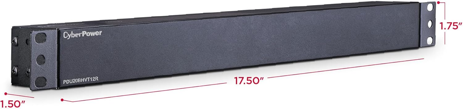 CyberPower PDU20BHVT12R Basic PDU, 208-230V, 20A (Derated to 16A), 12 Outlets, 1U Rackmount