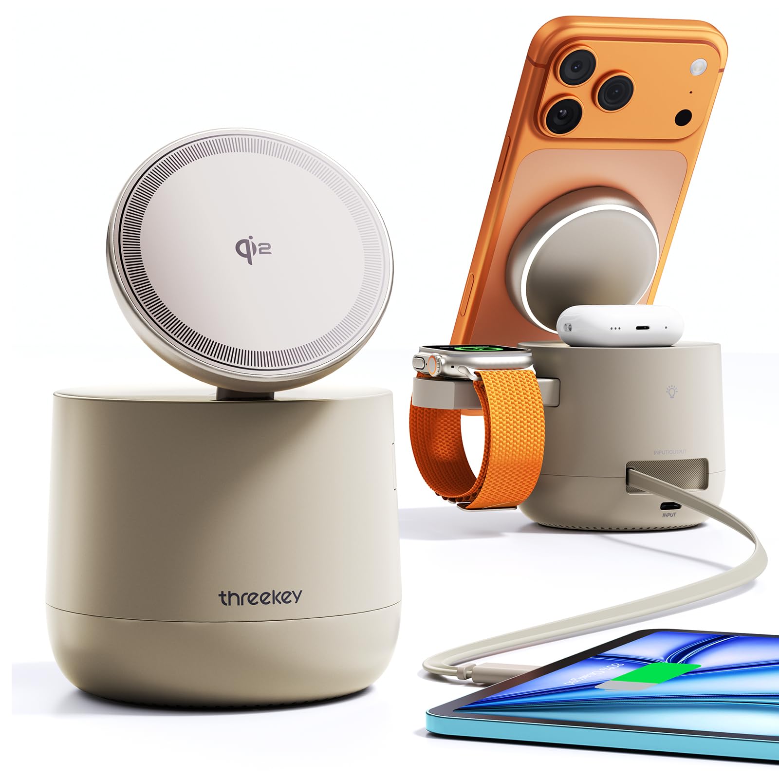 THREEKEY MFI Certified 4-in-1 MagSafe Wireless Charger Station