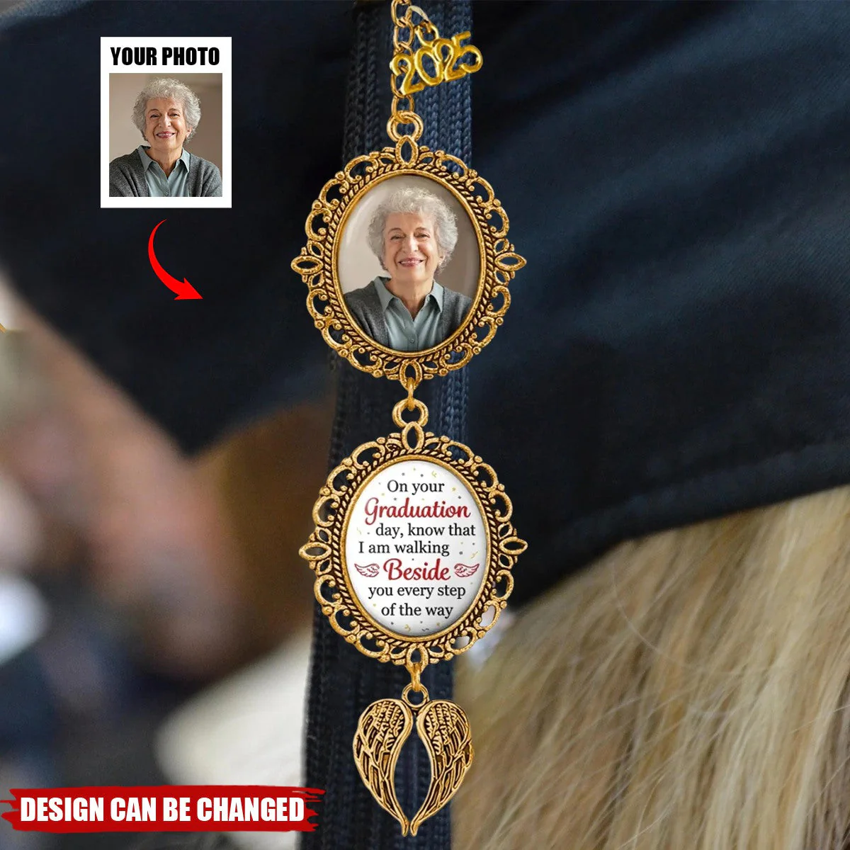 Custom Photo Always Beside You, Even Today - Memorial Personalized Custom Graduation Tassel Charm