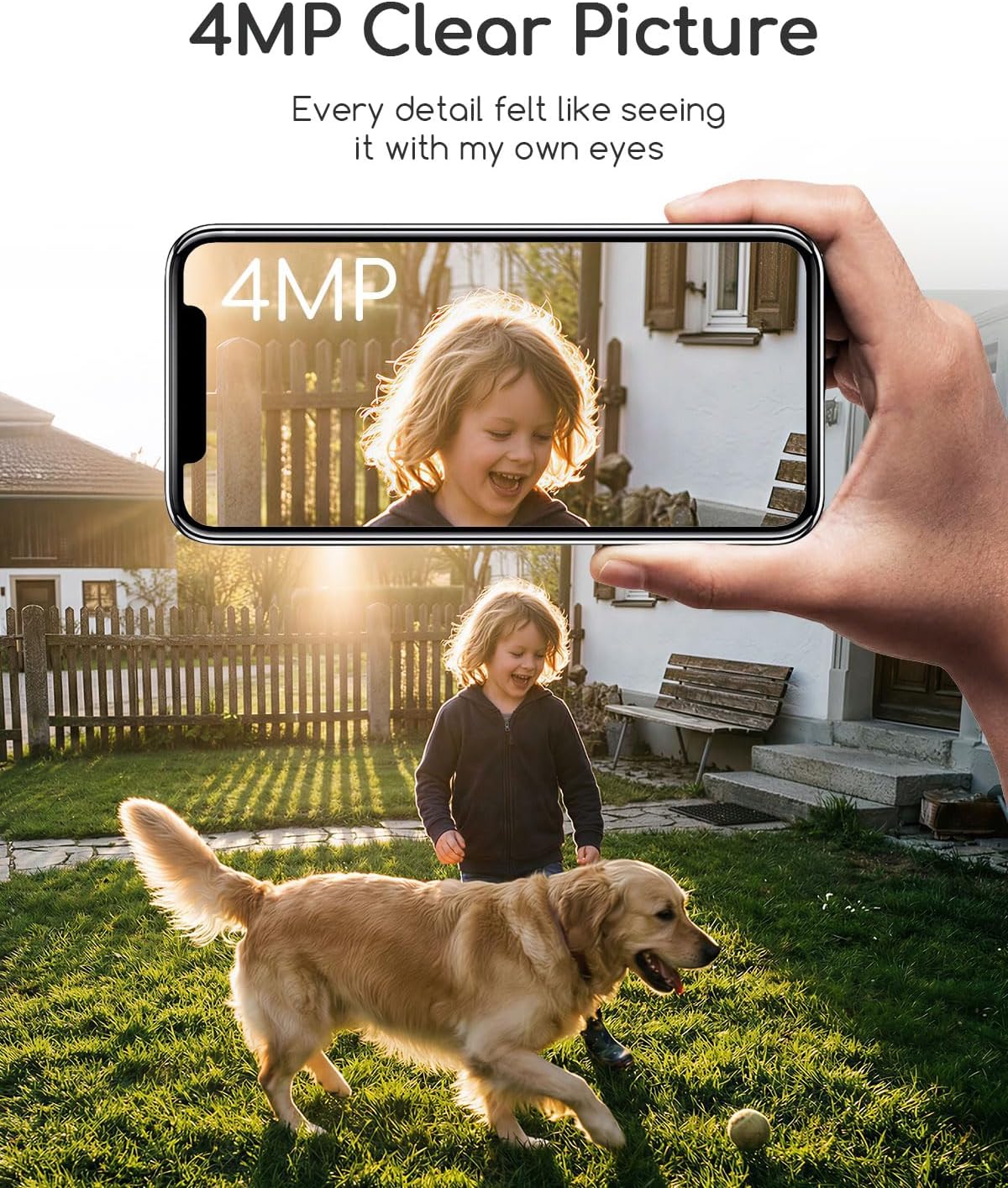 COOAU 4MP Security Cameras Wireless Outdoor​​, Faster Charging Solar Powered, Sharper-Image Outdoor Camera Wireless,No Subscription,PIR Detection,Surveillance System for Wide-Area Whole-House Coverage