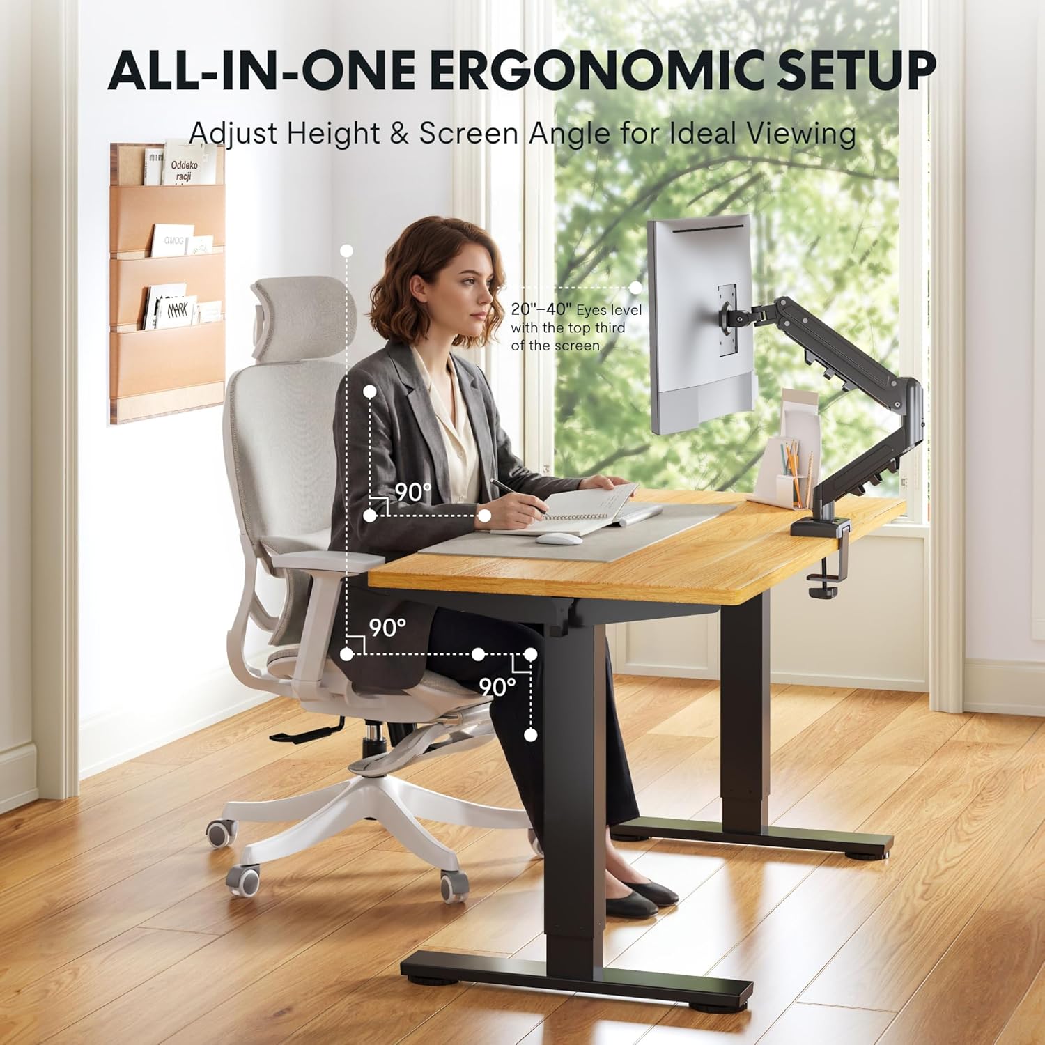 FLEXISPOT EN2 48''x24'' Standing Desk with Monitor Mount Bundle, 1