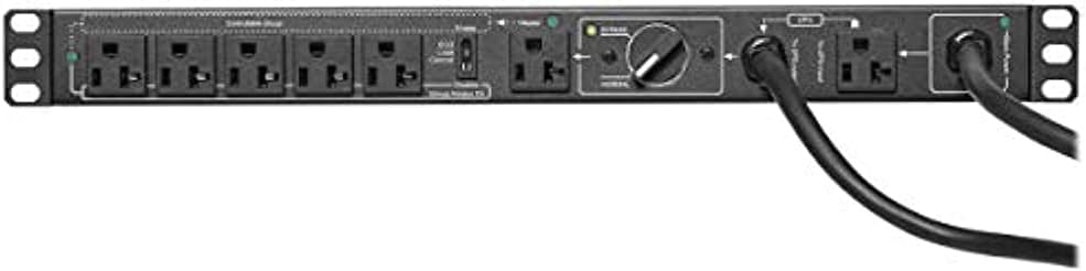 Tripp Lite PDU Hot Swap with Manual Bypass 15A 6 5-20R 2 5-20P Inputs 1URM (PDUB201U)