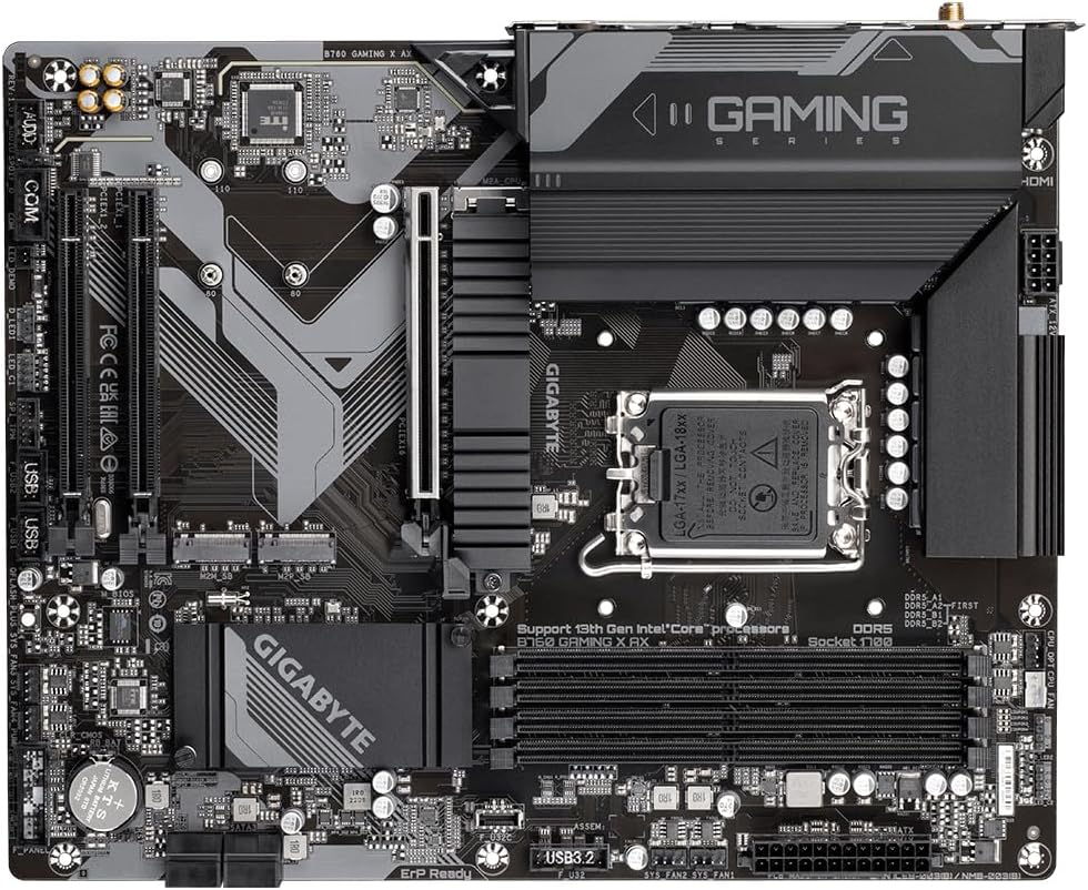 GIGABYTE B760 Gaming X AX Intel LGA 1700 ATX Motherboard, 4X DDR5~128GB, 3X PCI-E x16, 3X M.2, 4X SATA, 2X USB 3.2, 1x USB-C, 5X USB 2.0