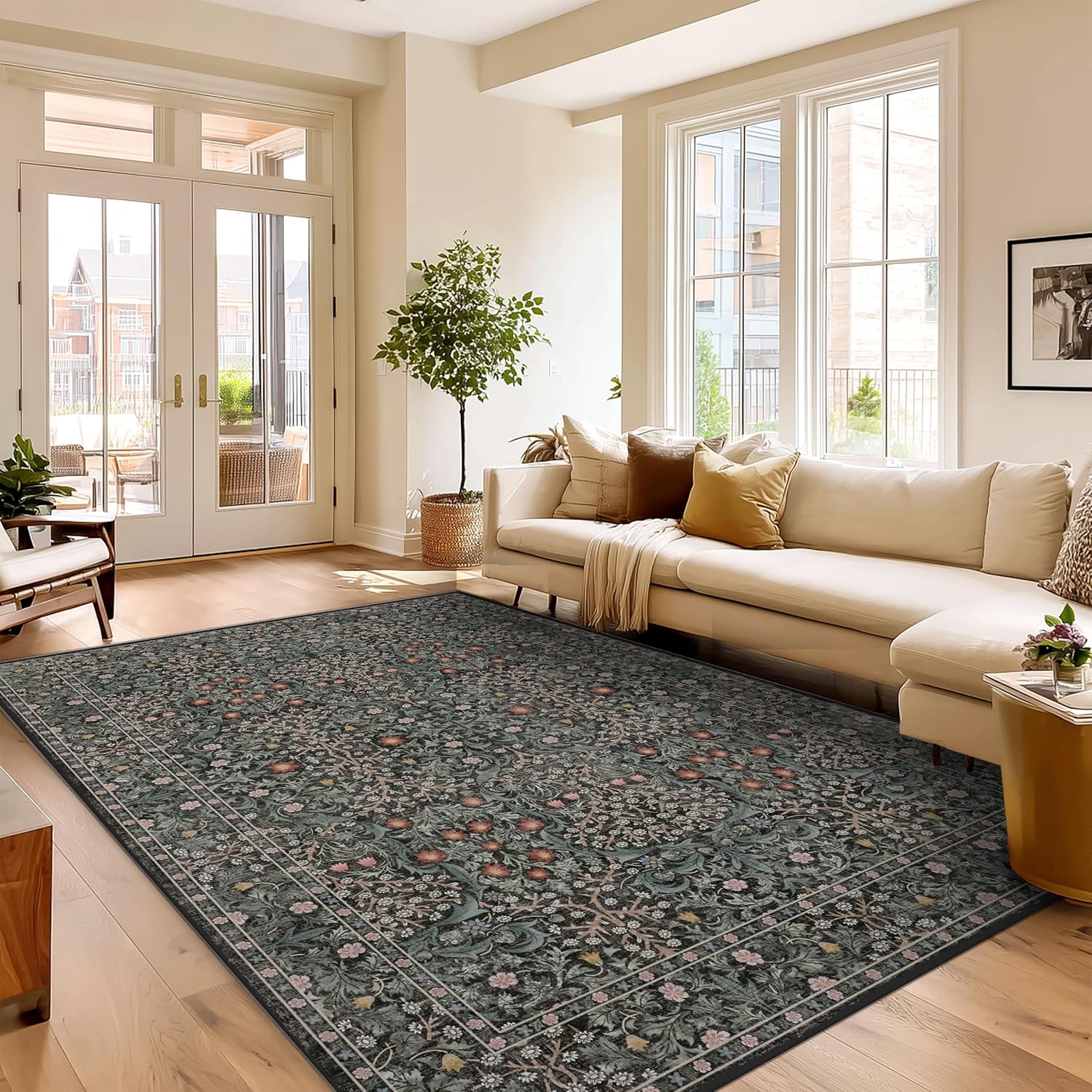 9x12 Rugs for Living Room Washable Green Area Rug