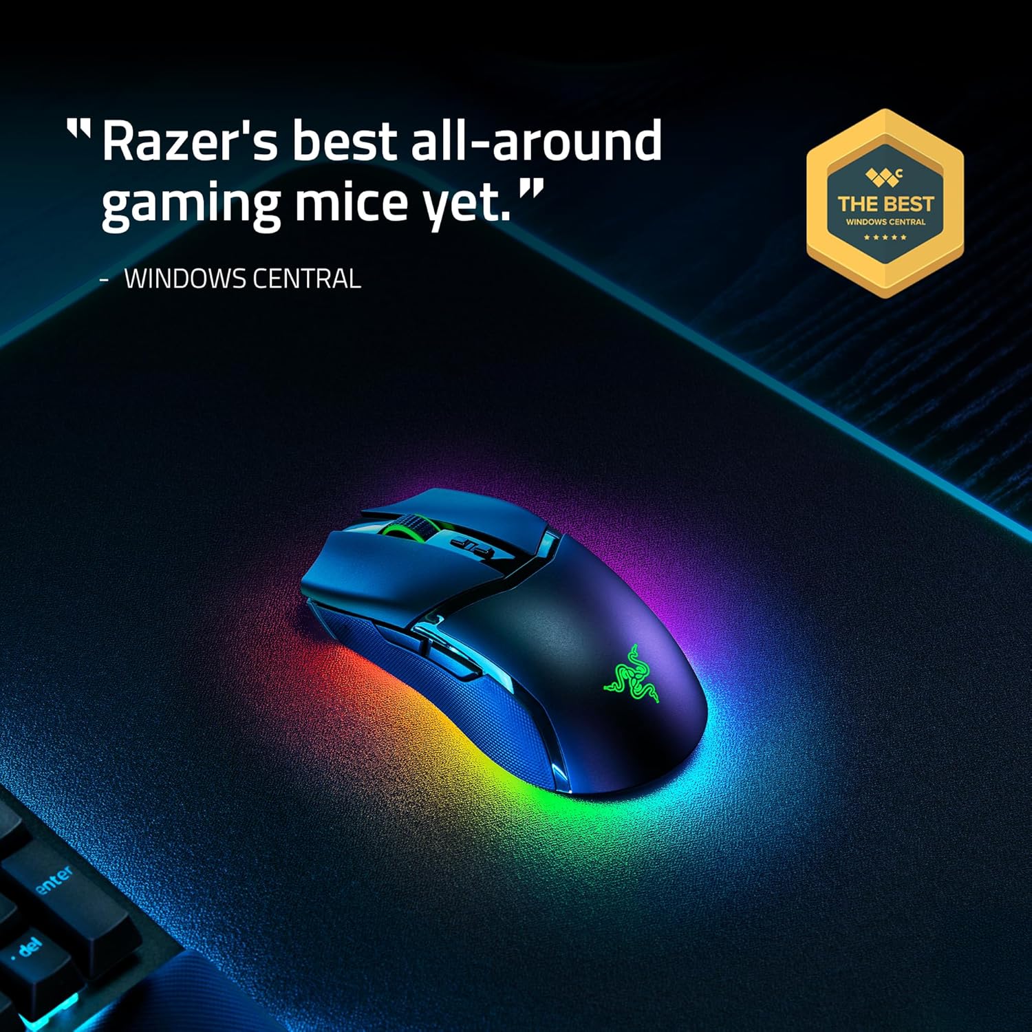 Razer Cobra Pro Wireless Gaming Mouse: 10 Customizable Controls - Chroma RGB Lighting - 30K Optical Sensor - Gen-3 Switches - 2.4GHz, Bluetooth & USB Type C - Up to 170 Hr Battery - Black