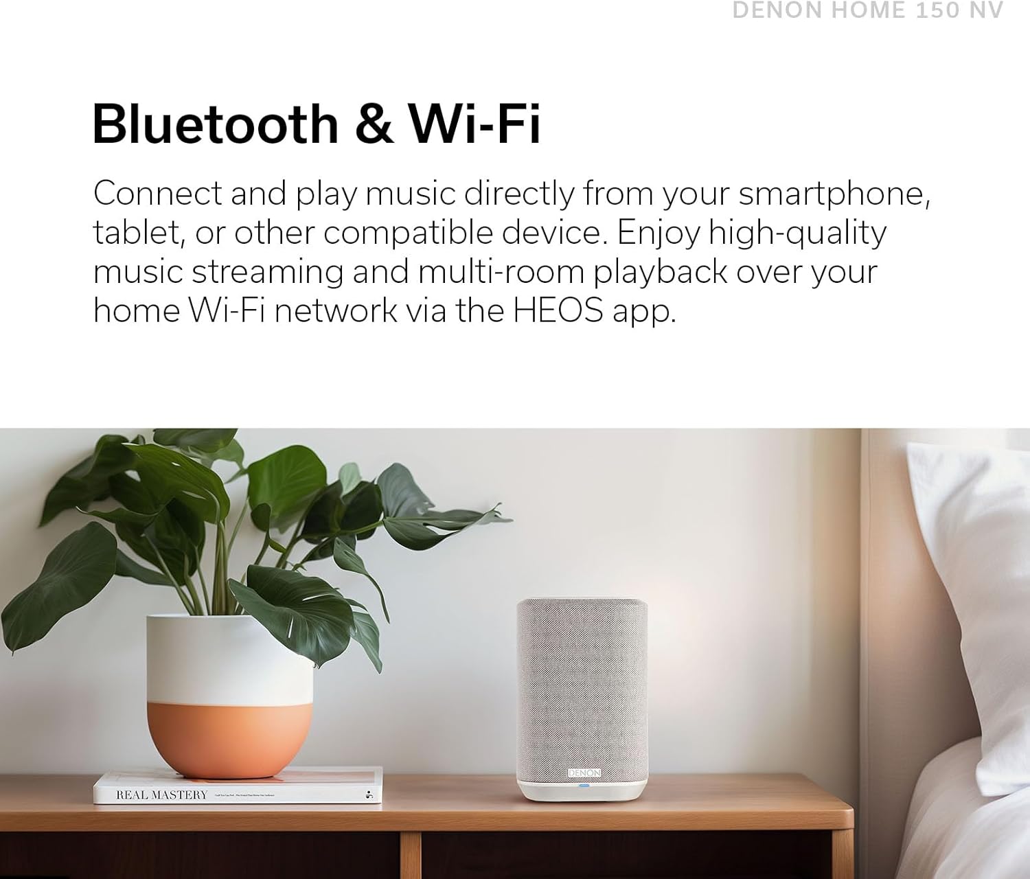 Denon Home 150 NV Home Stereo Wireless Speaker (White), Bluetooth Wireless, 1