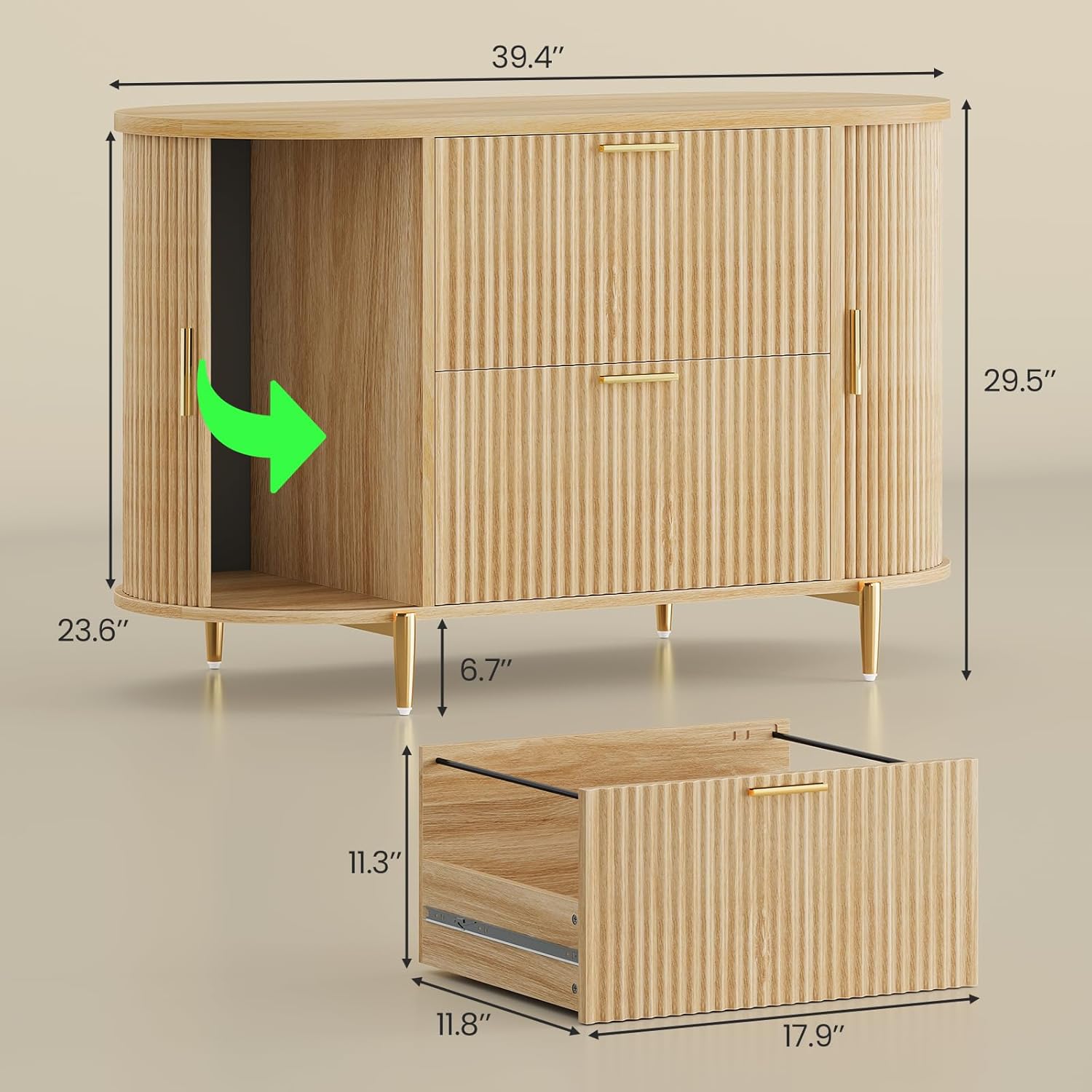 SEDETA 2 Drawer File Cabinet, 39.4