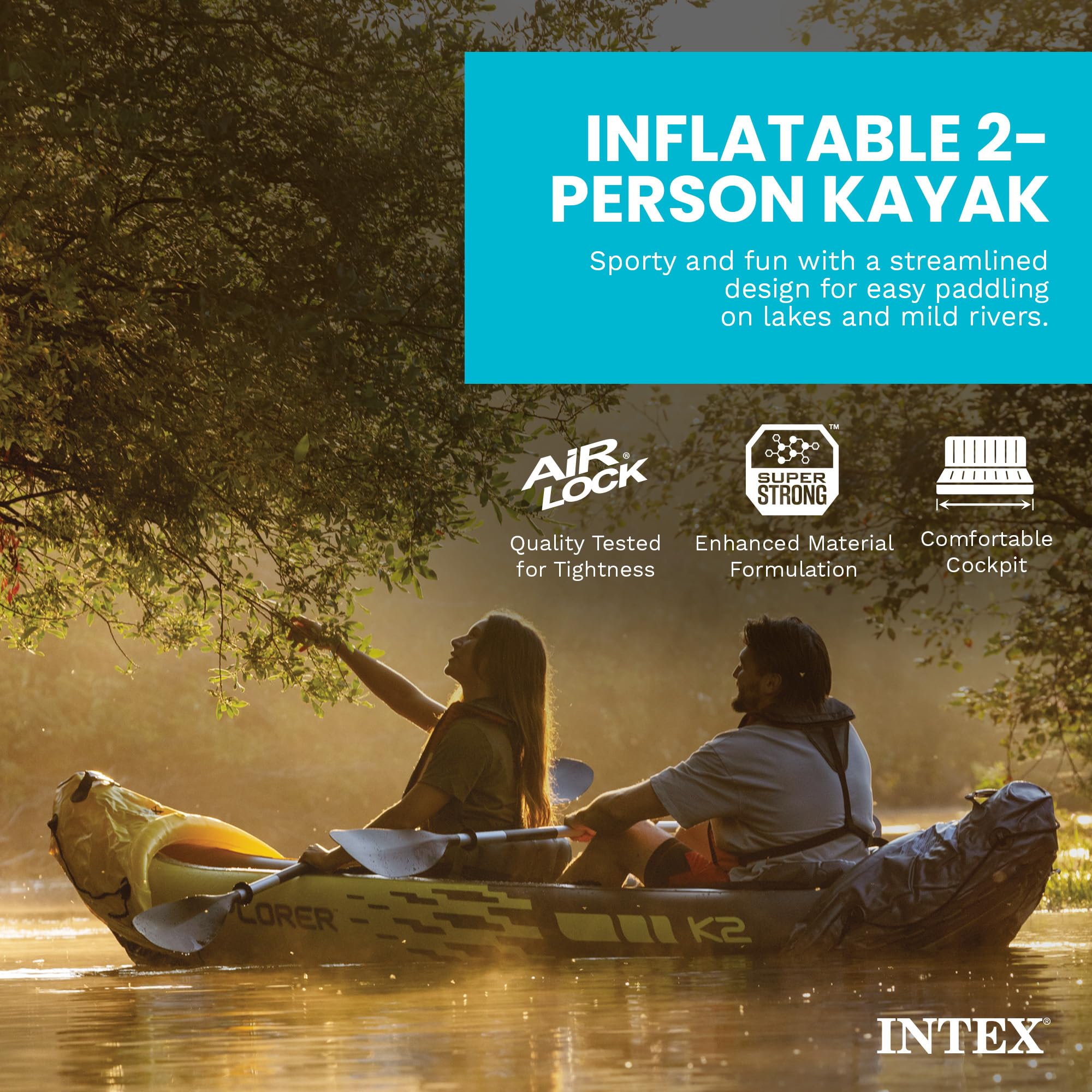 INTEX Explorer K2 Inflatable Kayak Set for 2 People
