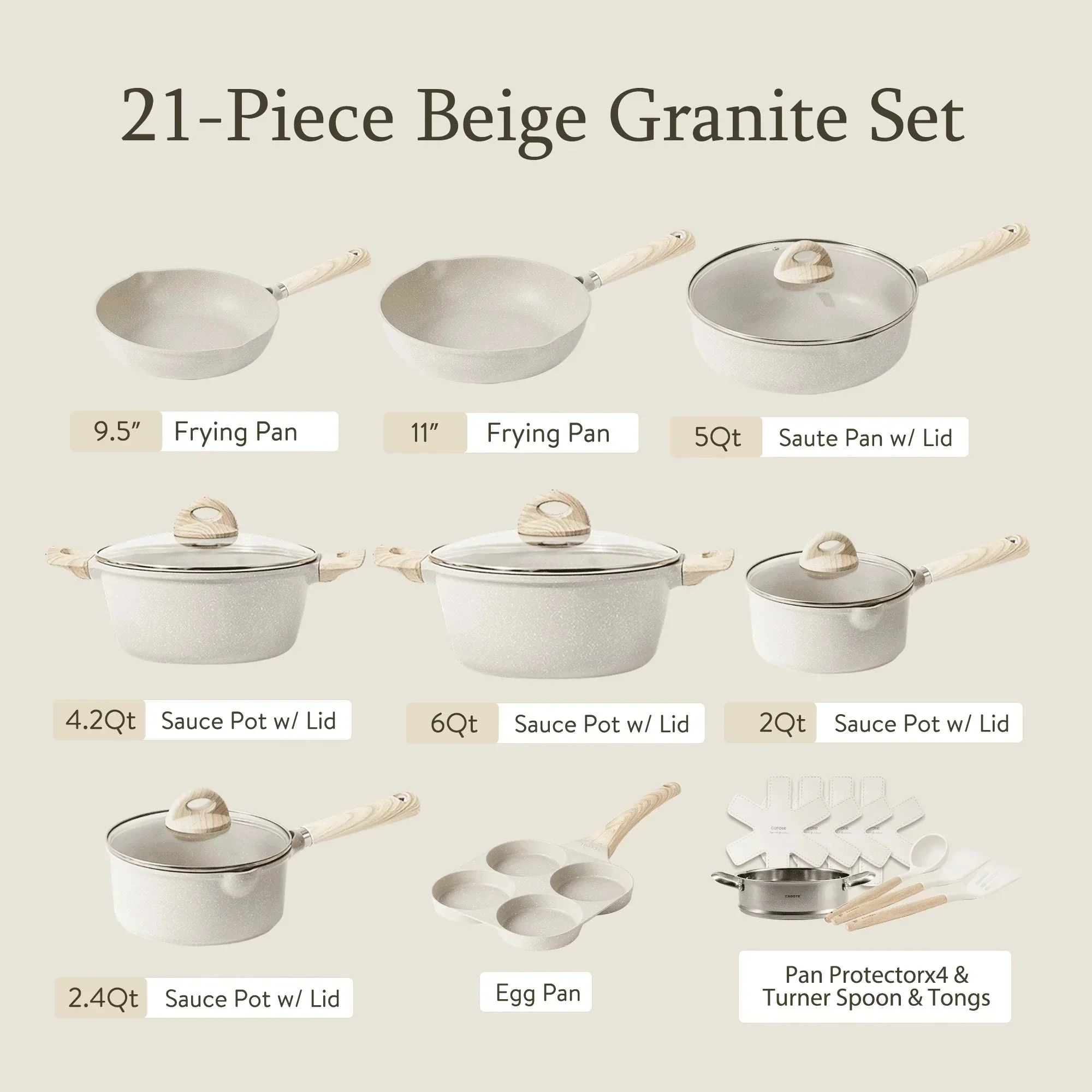 Carote Induction Kitchen Cookware Sets