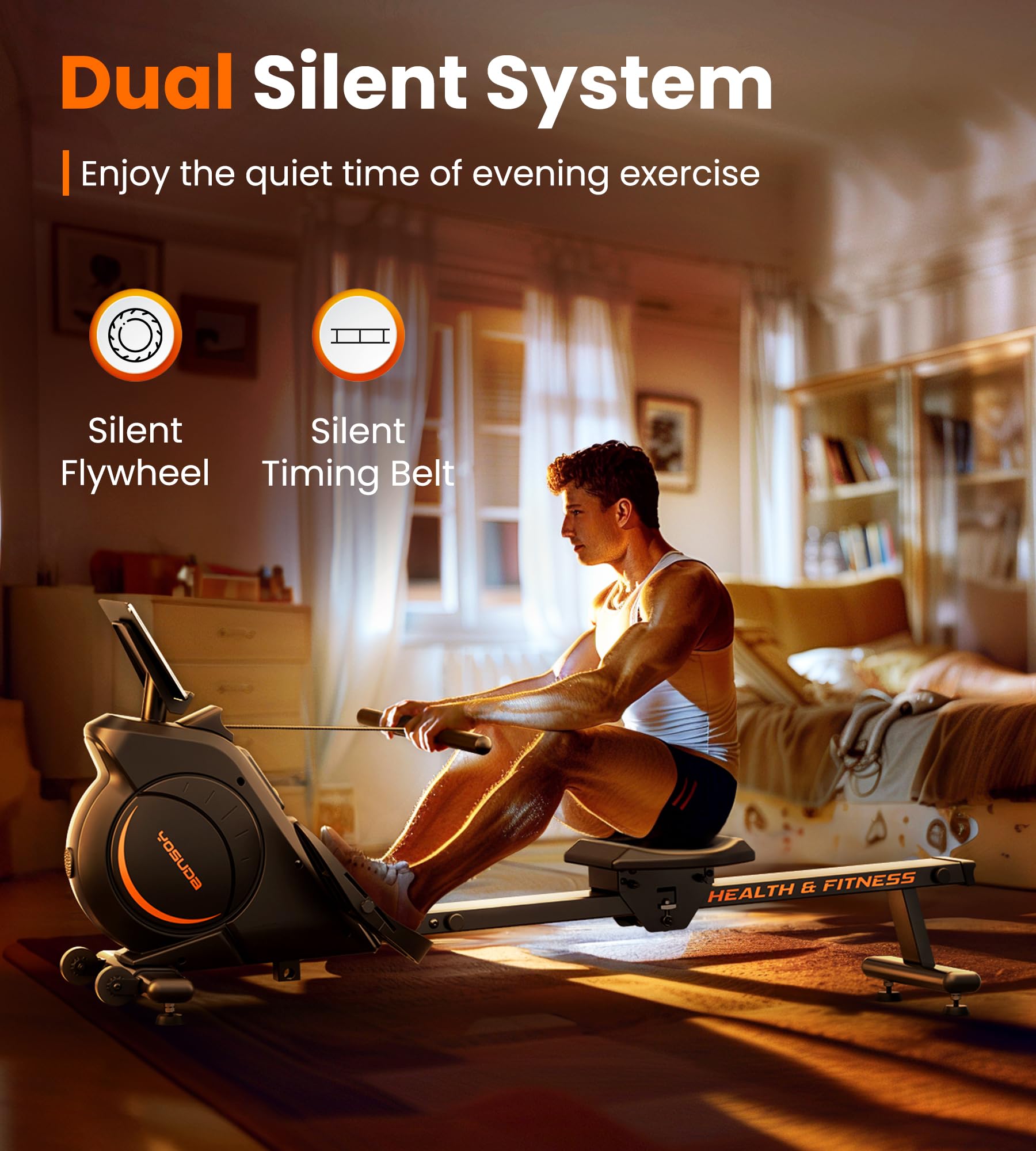 YOSUDA Magnetic Water Rowing Machine with Bluetooth App