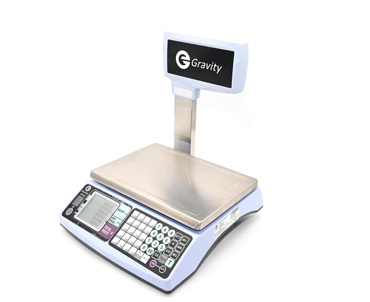 NTEP Legal for Trade Price Computing Scale with Pole Display, 30lb / 60lb Capacity, 0.01lb / 0.02lb Resolution, Dual Range for Increased Accuracy