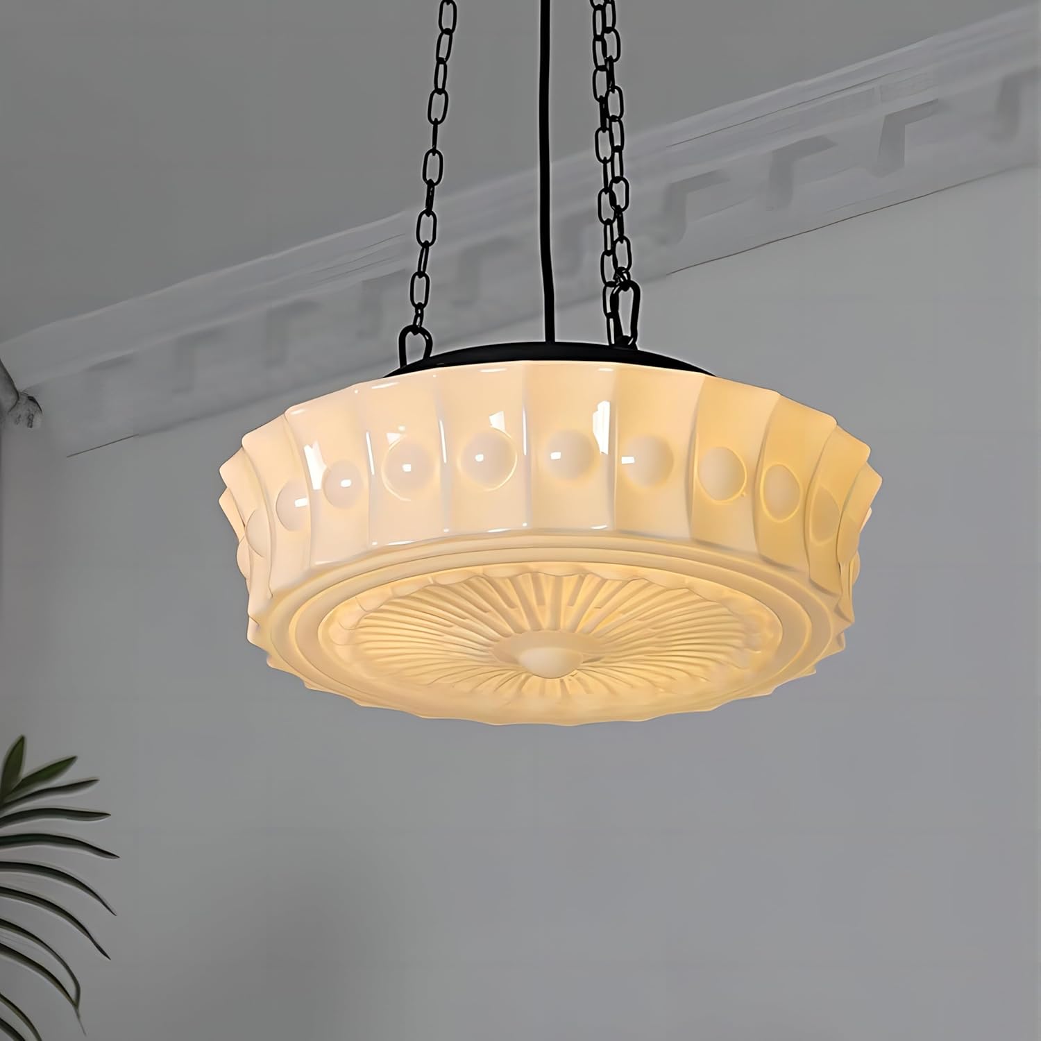 Milk Glass Pendant Light, 14