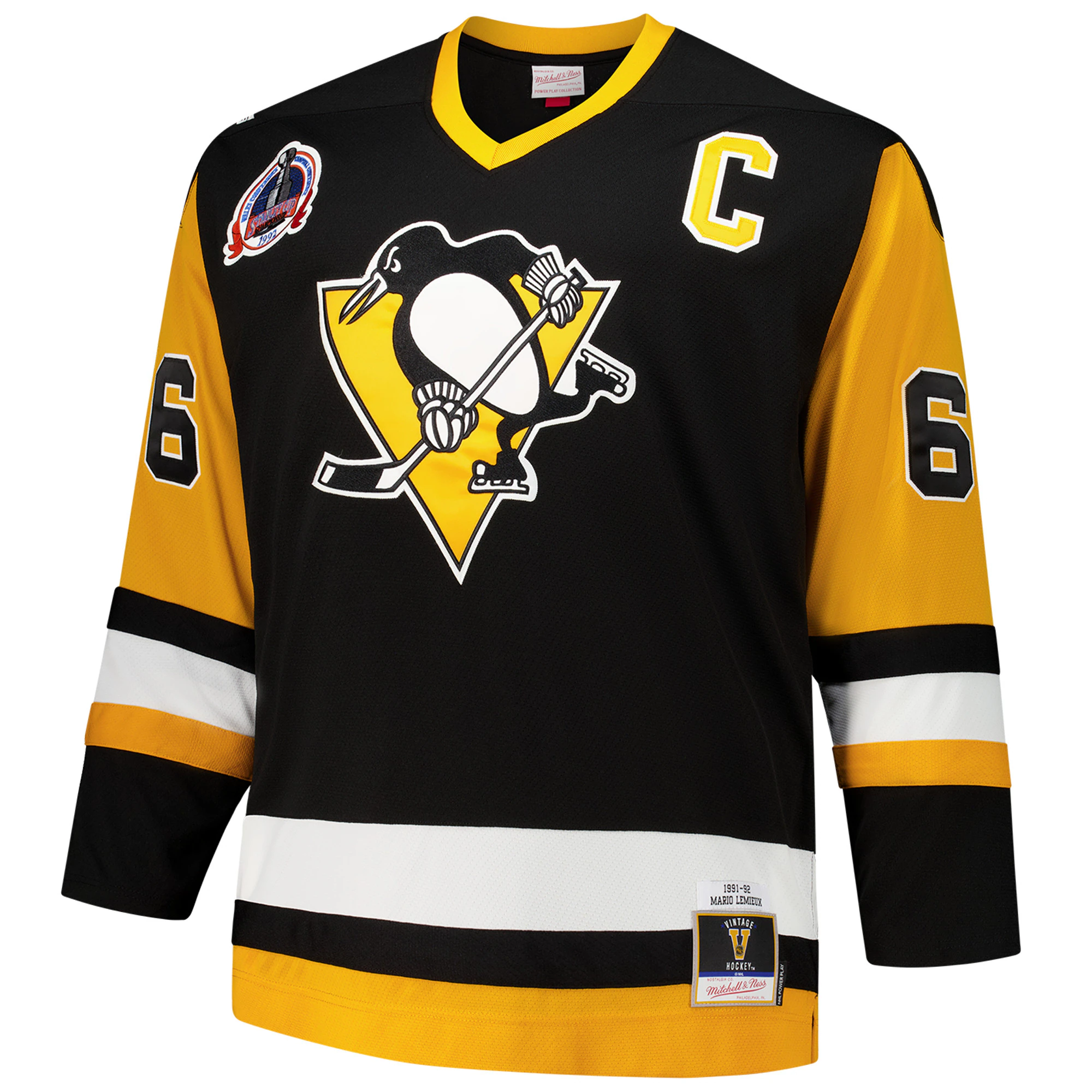 Mario Lemieux Pittsburgh Penguins Mitchell & Ness Big & Tall 1991/92 Blue Line 2.0 Jersey - Black
